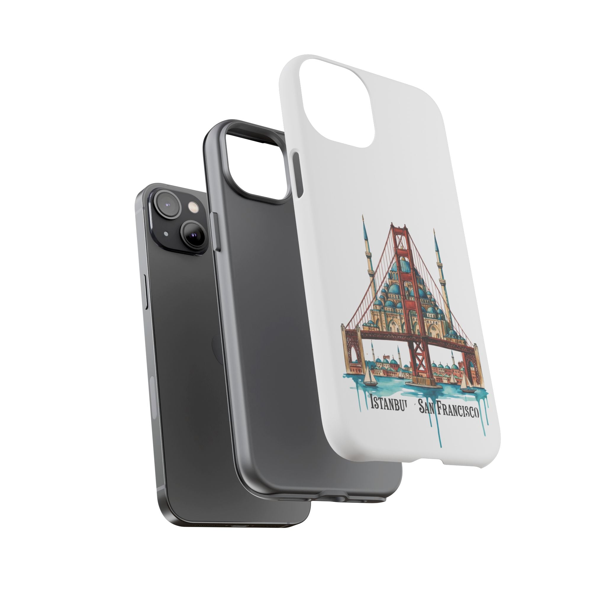 City Bridge Phone Case — Istanbul × San Francisco Illustrated Travel Design