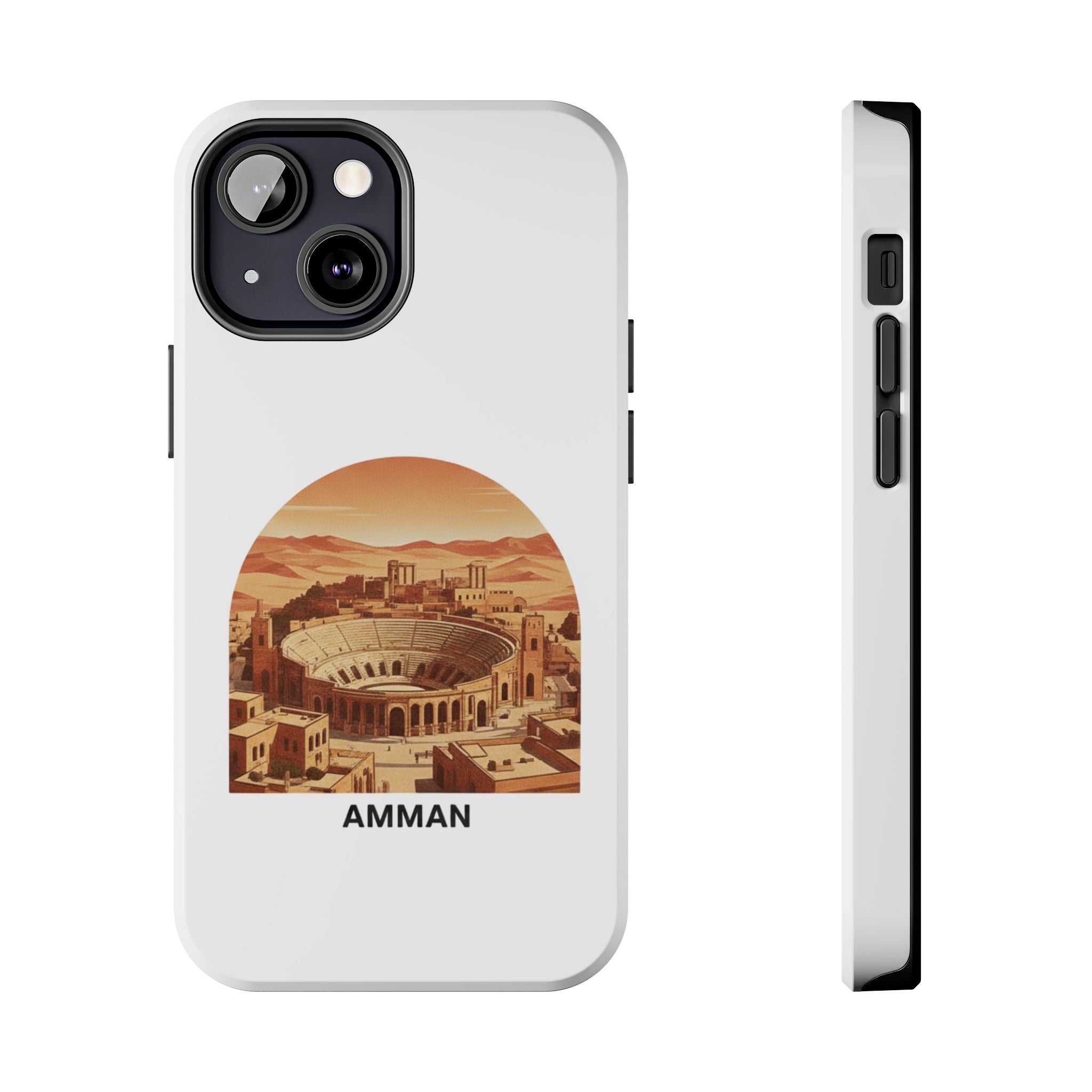 Amman Coliseum Tough Phone Case — Vintage Desert Cityscape Protective Cover