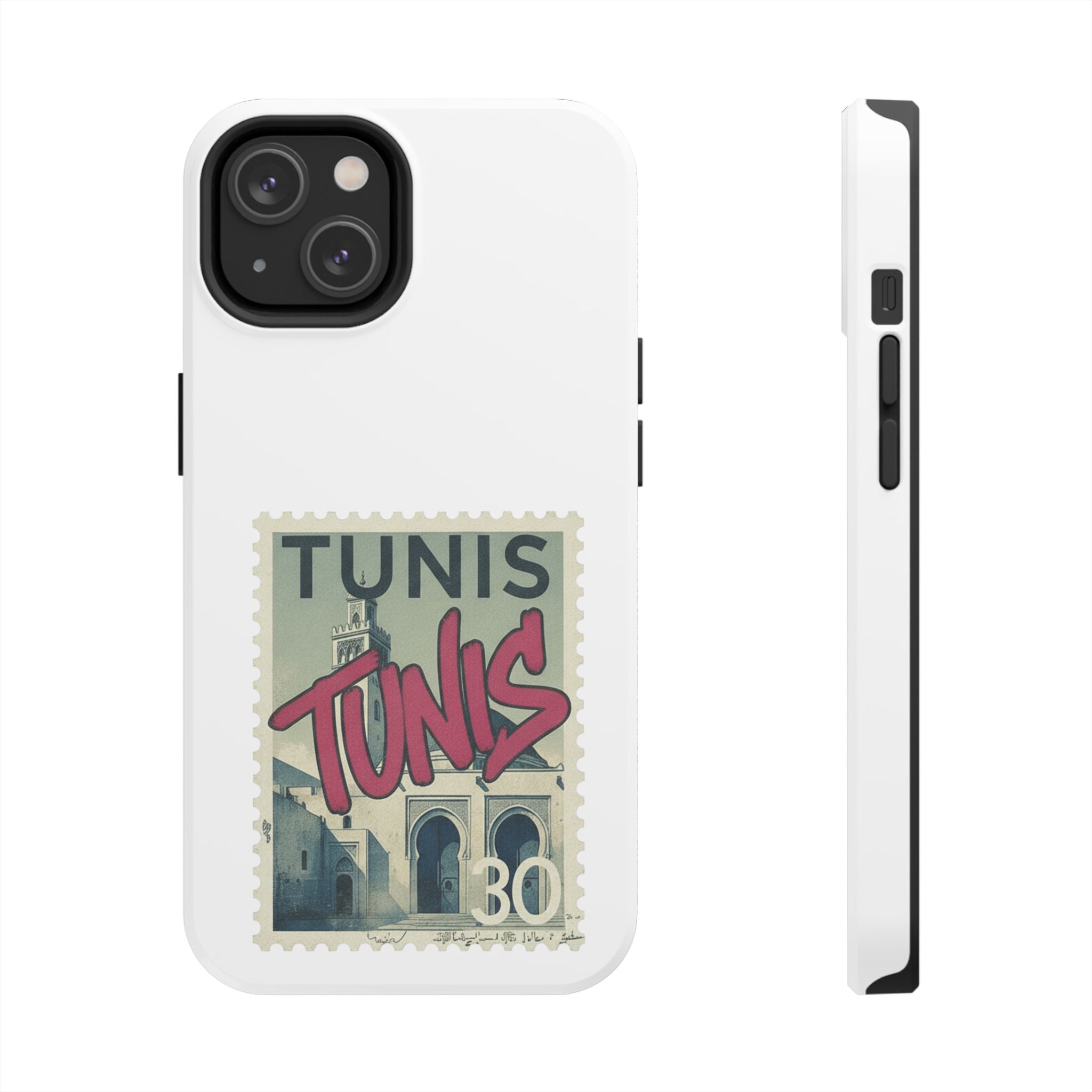 Tunis Vintage Stamp Tough Phone Case — Retro Tunisia Travel Phone Cover
