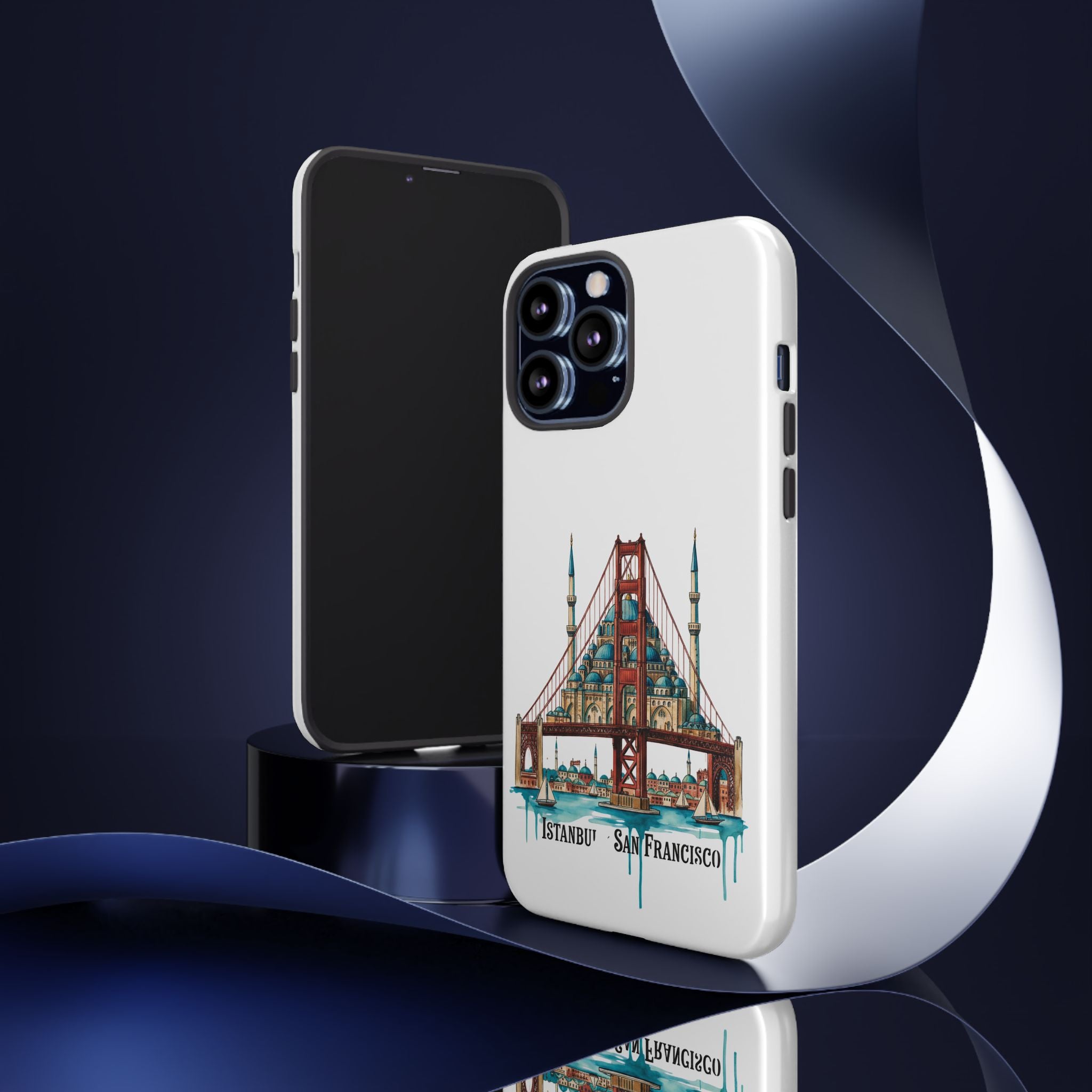 City Bridge Phone Case — Istanbul × San Francisco Illustrated Travel Design