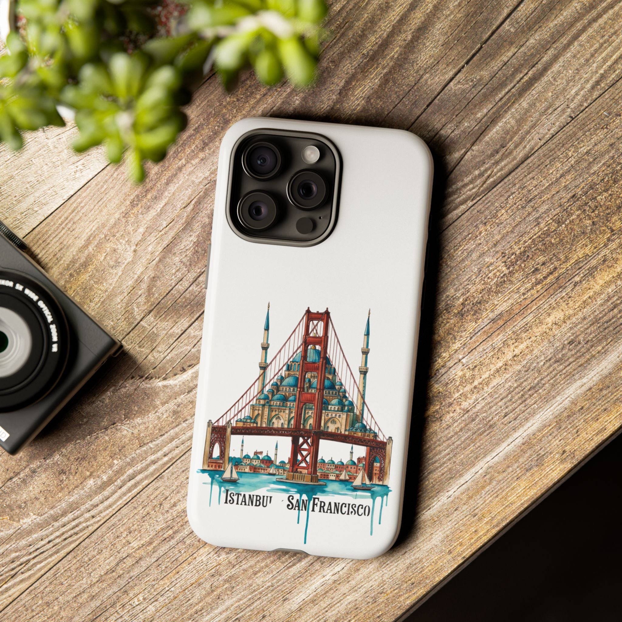 City Bridge Phone Case — Istanbul × San Francisco Illustrated Travel Design