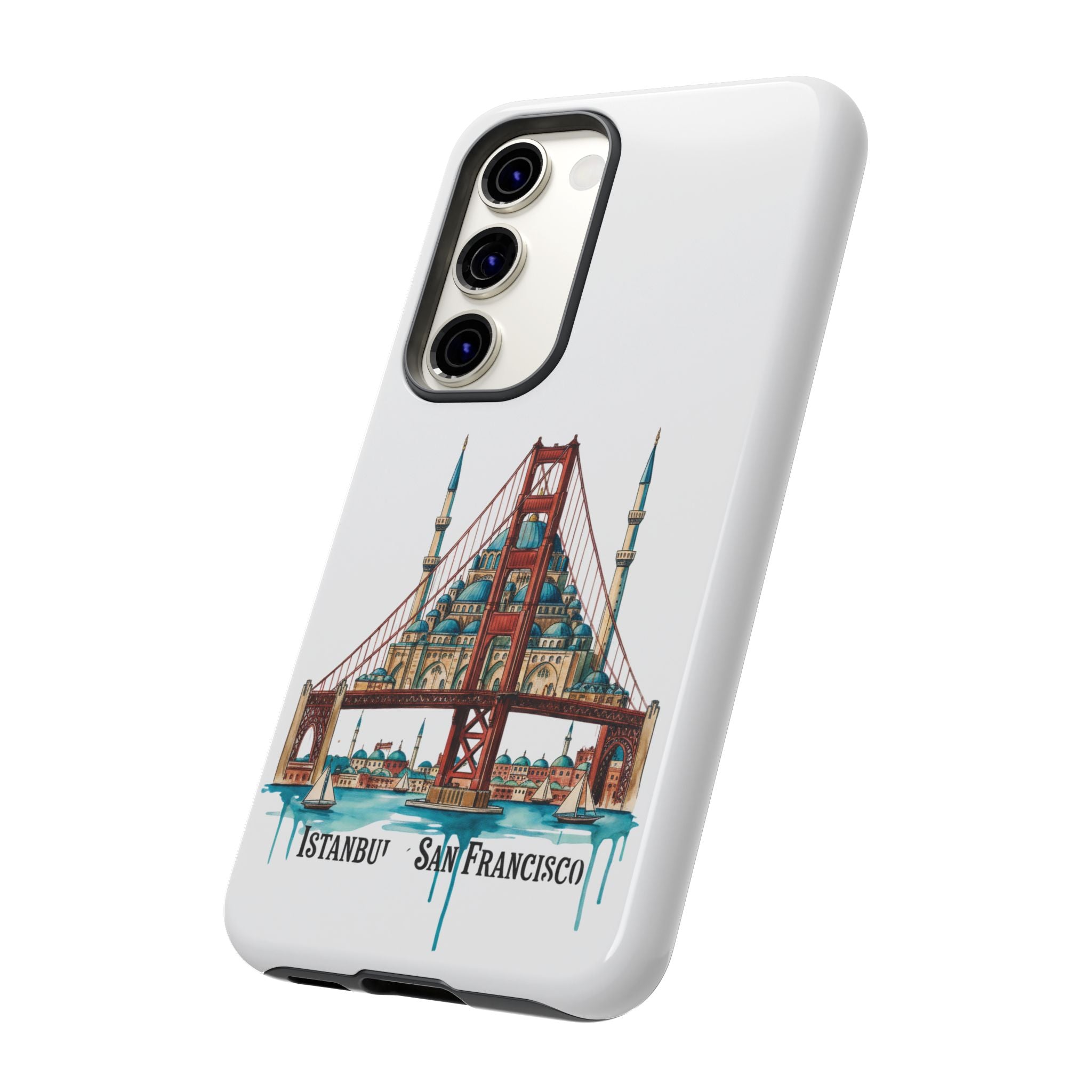 City Bridge Phone Case — Istanbul × San Francisco Illustrated Travel Design
