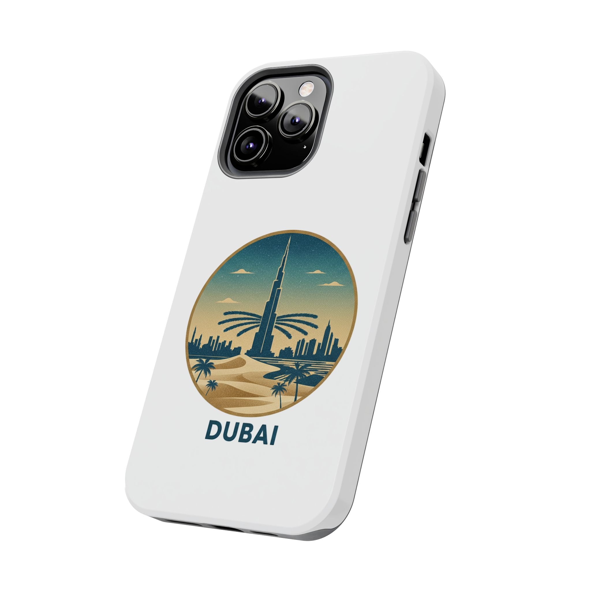 Dubai Skyline Tough Phone Case — Retro Desert Palm Travel Phone Cover