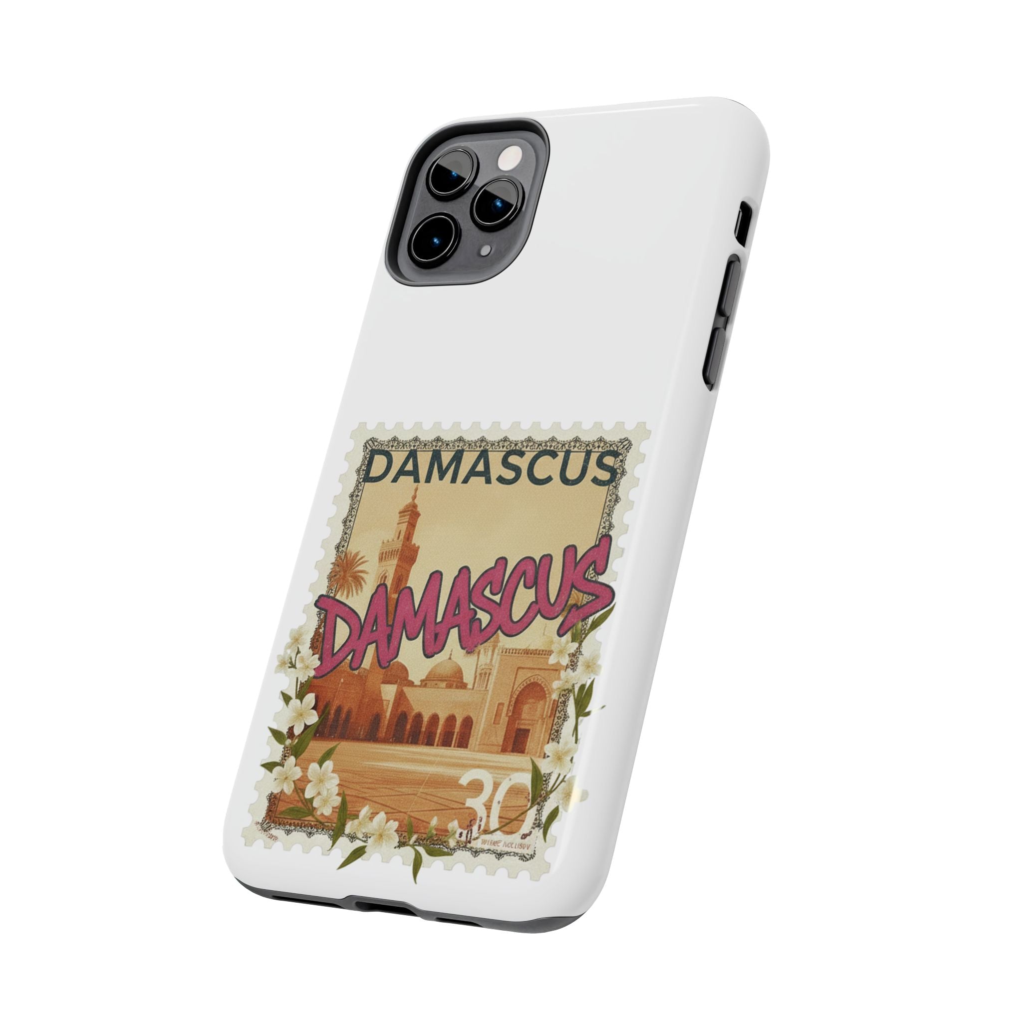 Damascus Vintage Stamp Tough Phone Case — Retro Travel Phone Cover