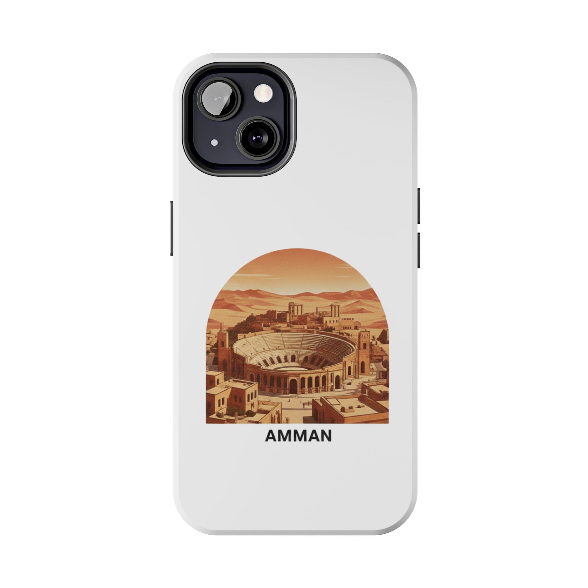 Amman Coliseum Tough Phone Case — Vintage Desert Cityscape Protective Cover
