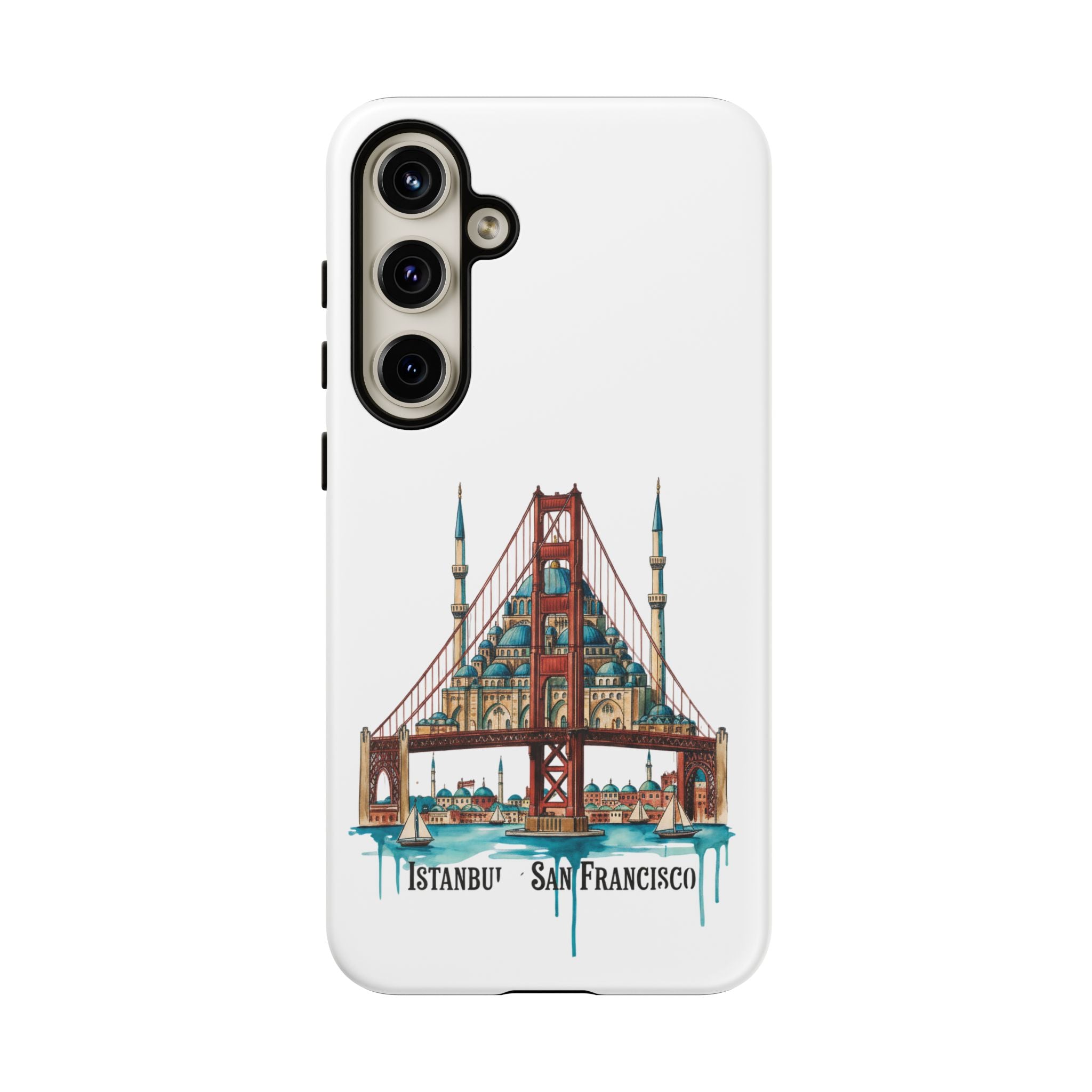 City Bridge Phone Case — Istanbul × San Francisco Illustrated Travel Design