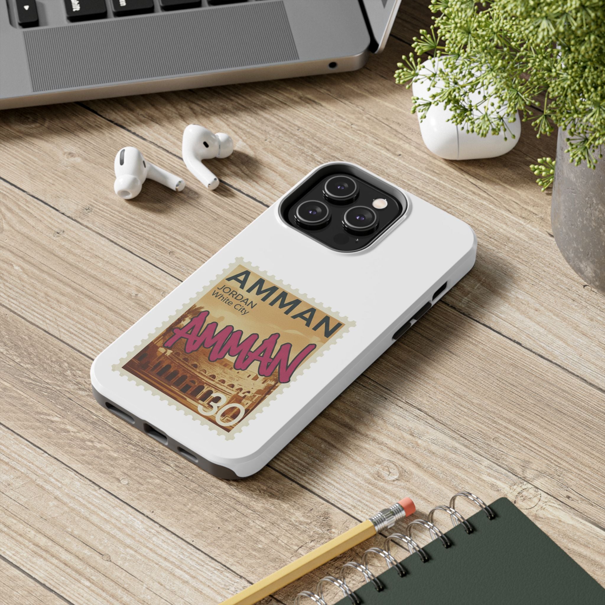 Amman Stamp Tough Phone Case — Jordan Travel Vintage Postage Design