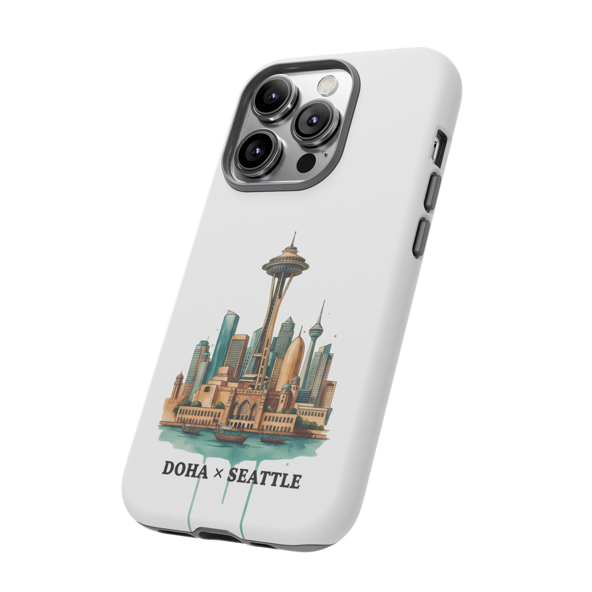Doha x Seattle Skyline Tough Phone Case — Cityscape Protective Phone Cover