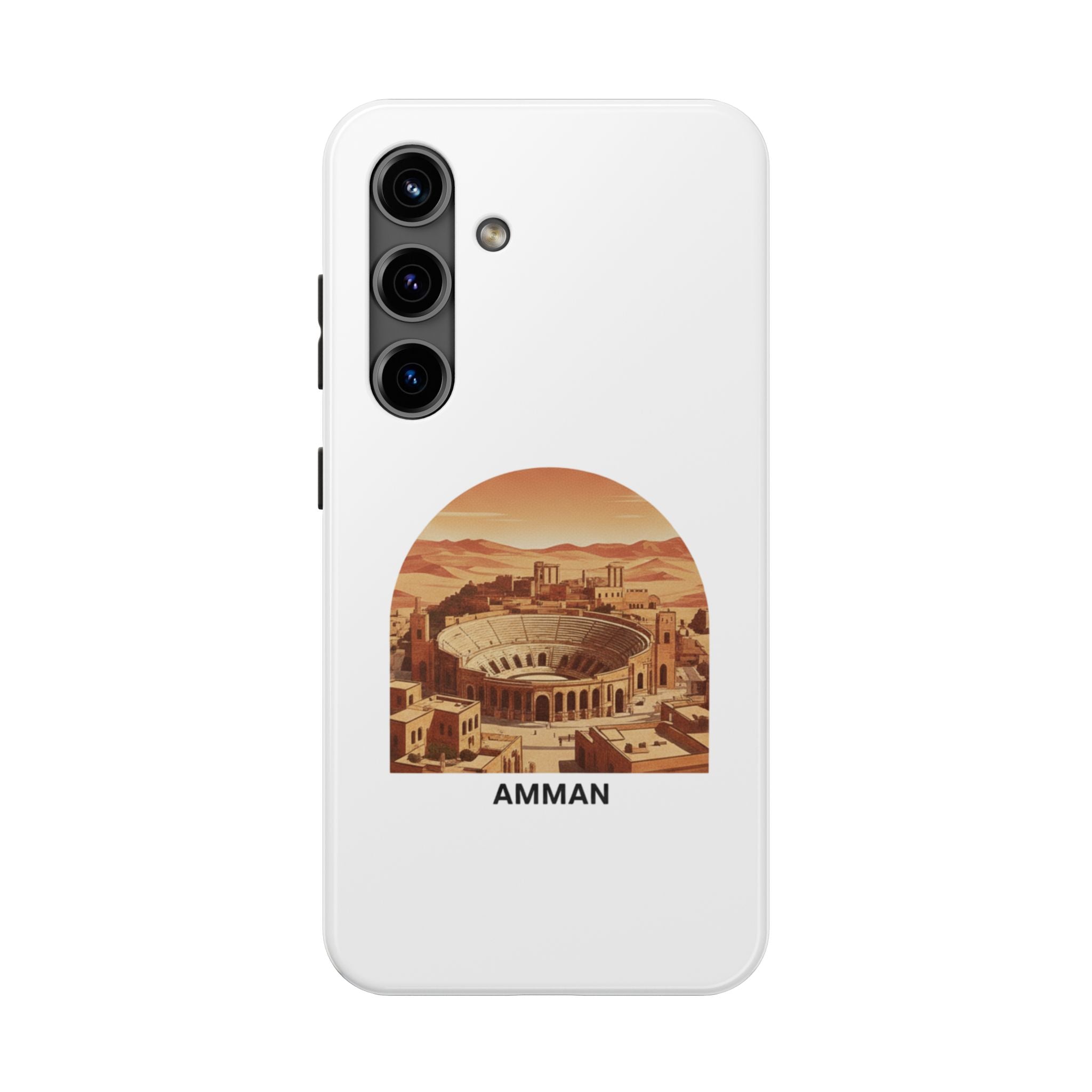 Amman Coliseum Tough Phone Case — Vintage Desert Cityscape Protective Cover