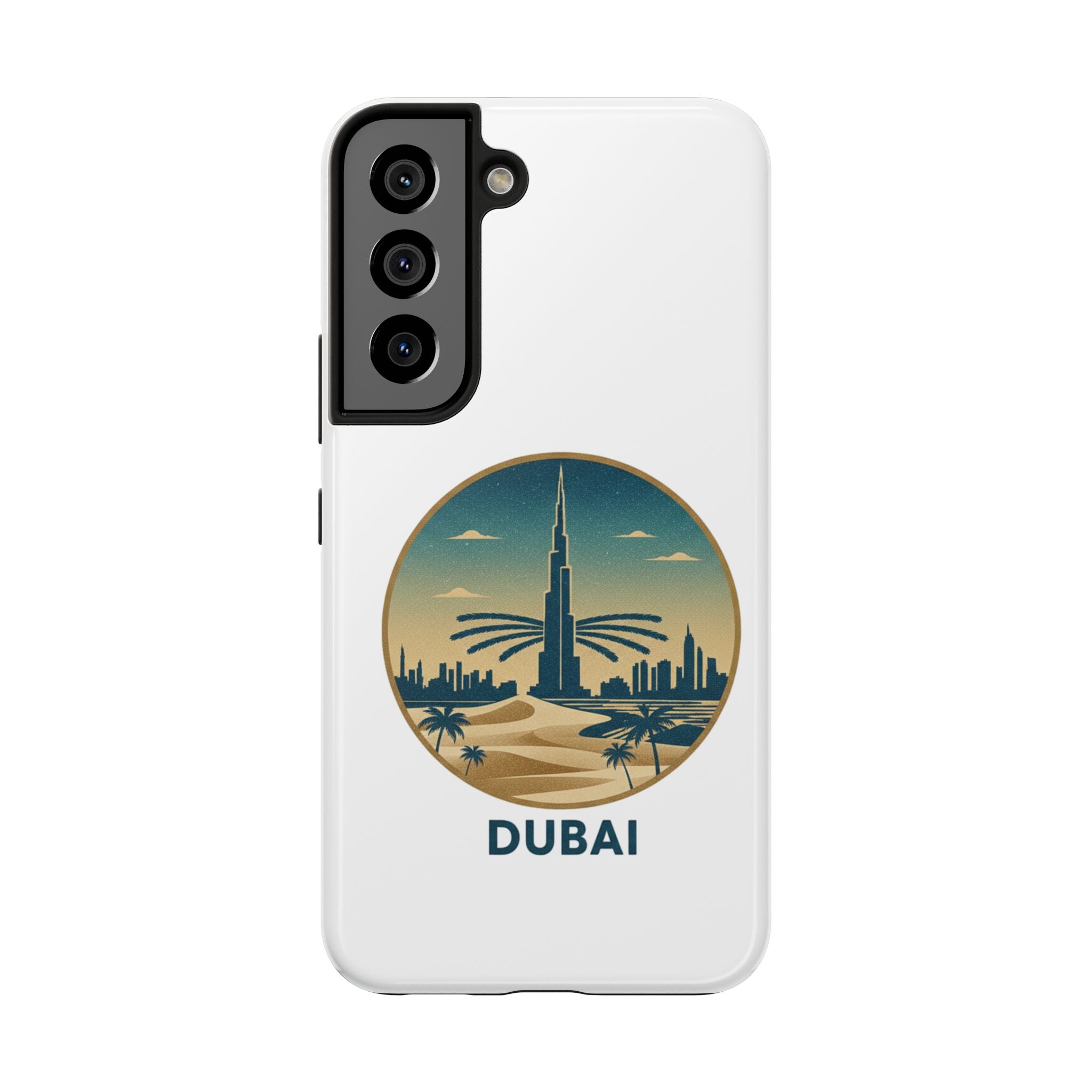 Dubai Skyline Tough Phone Case — Retro Desert Palm Travel Phone Cover