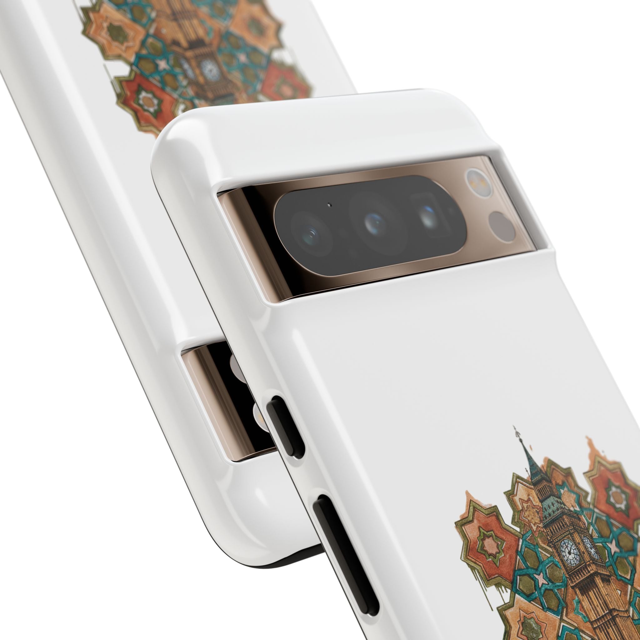 Cairo × London Phone Case — Vintage Mosaic Pyramids & Big Ben Travel Design