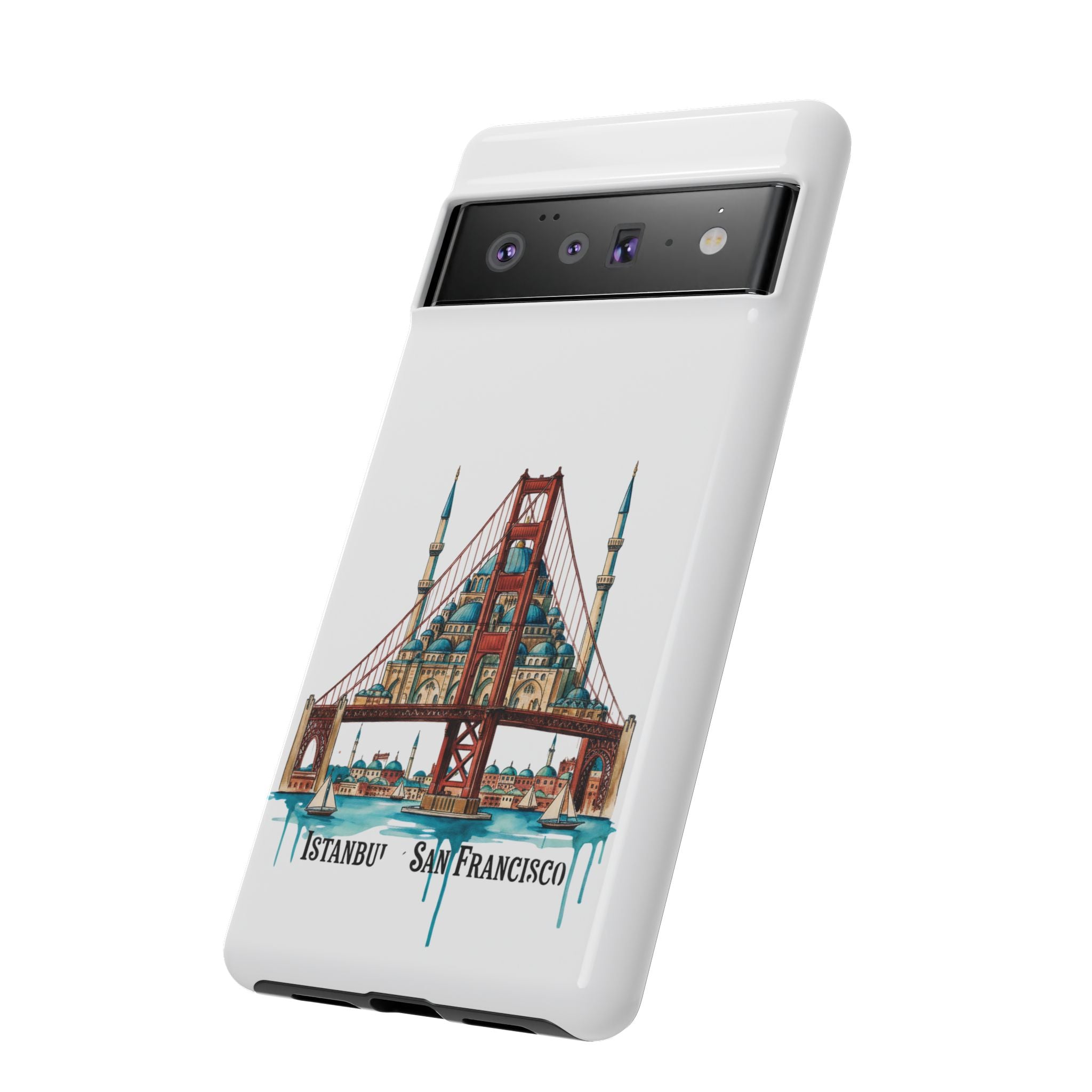 City Bridge Phone Case — Istanbul × San Francisco Illustrated Travel Design