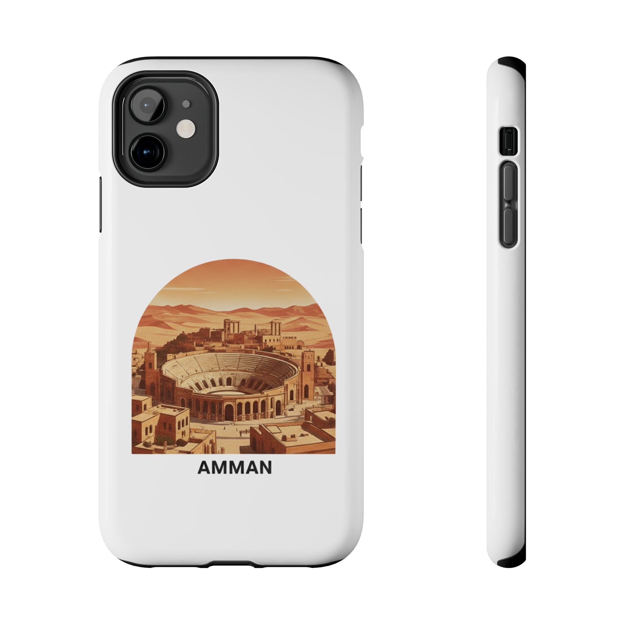 Amman Coliseum Tough Phone Case — Vintage Desert Cityscape Protective Cover