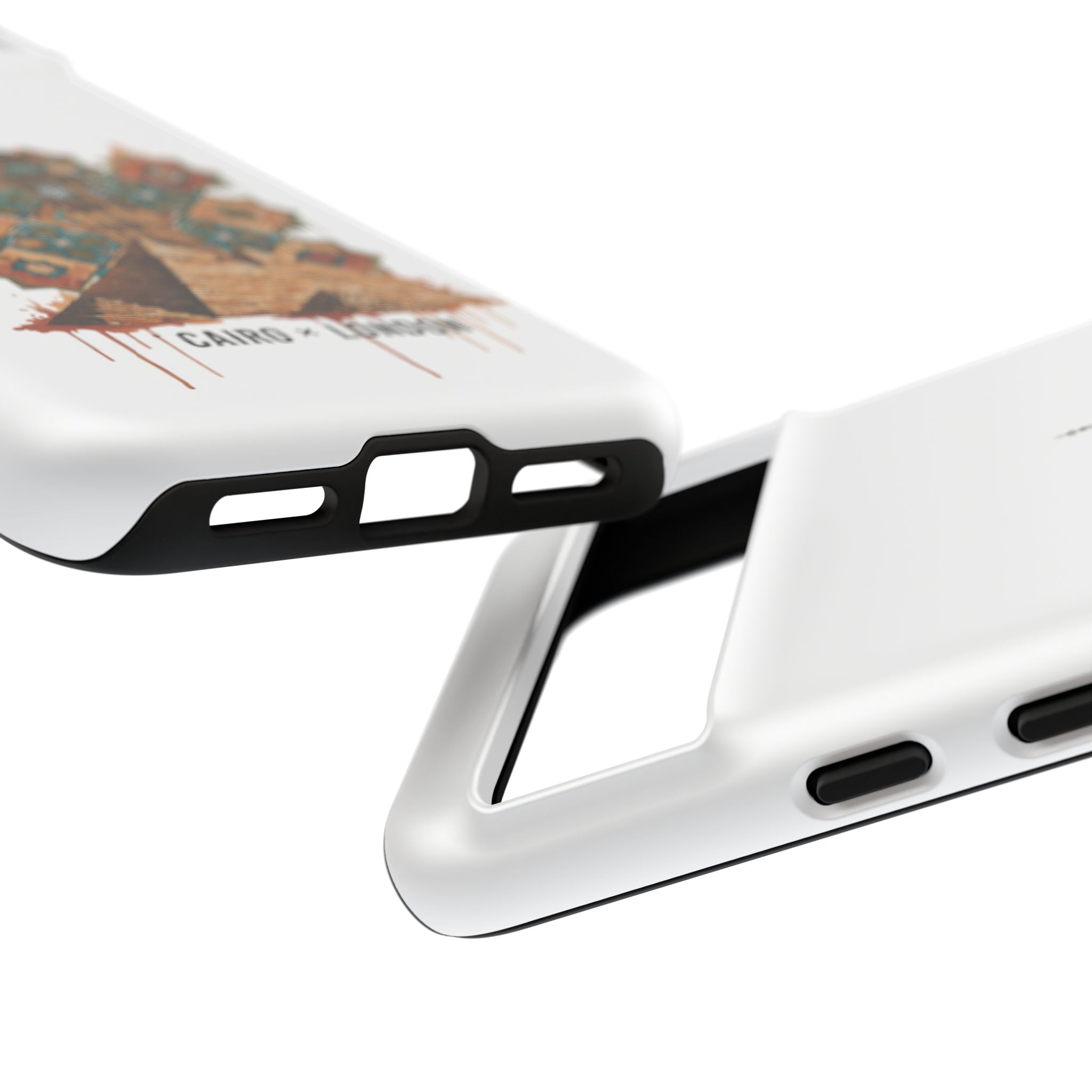 Cairo × London Phone Case — Vintage Mosaic Pyramids & Big Ben Travel Design