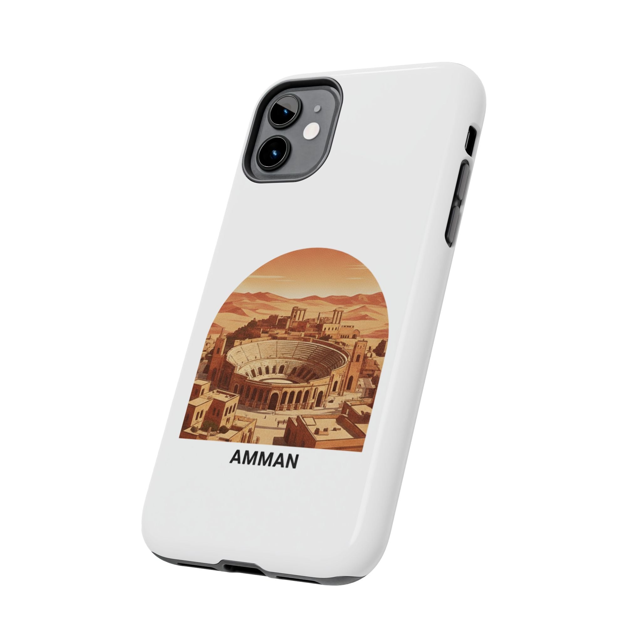 Amman Coliseum Tough Phone Case — Vintage Desert Cityscape Protective Cover