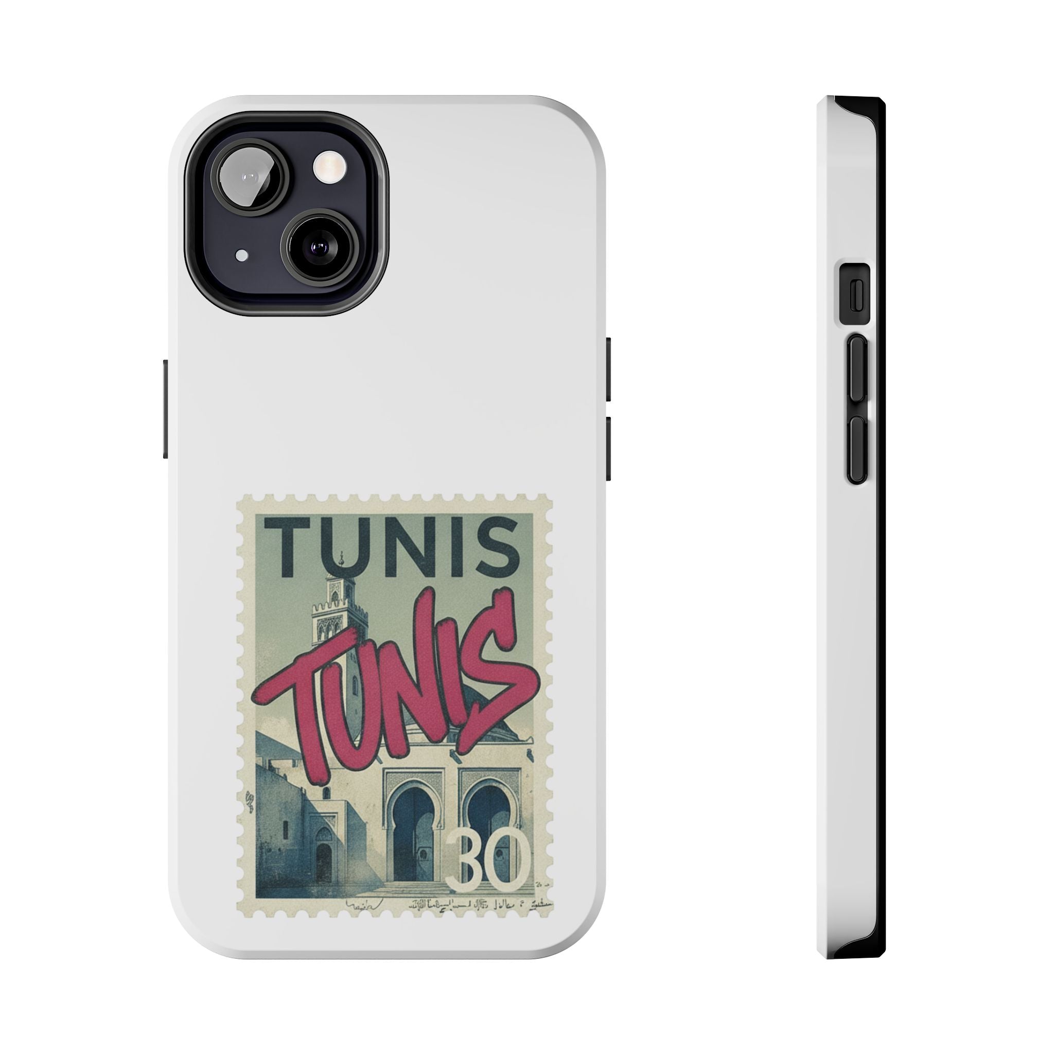 Tunis Vintage Stamp Tough Phone Case — Retro Tunisia Travel Phone Cover