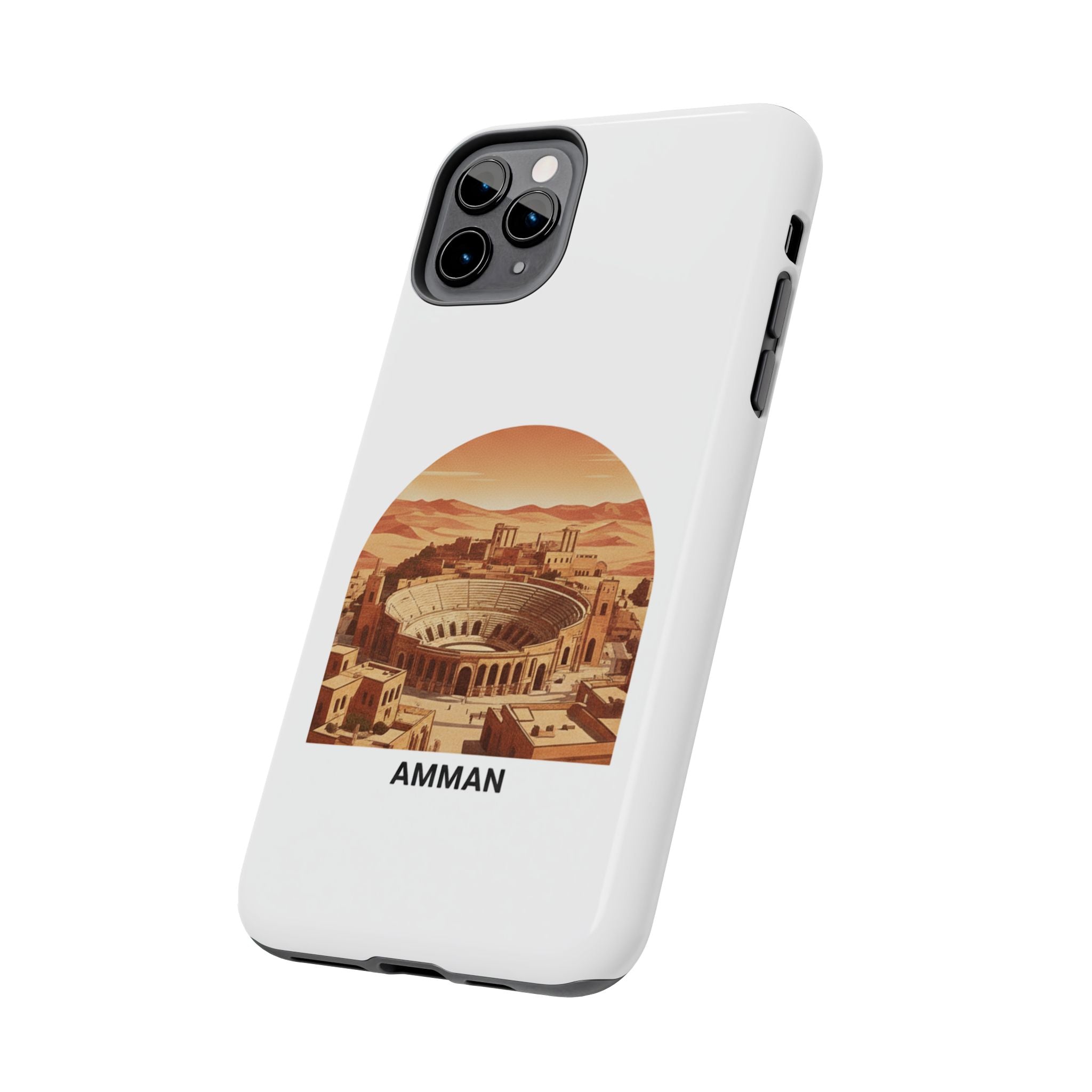 Amman Coliseum Tough Phone Case — Vintage Desert Cityscape Protective Cover