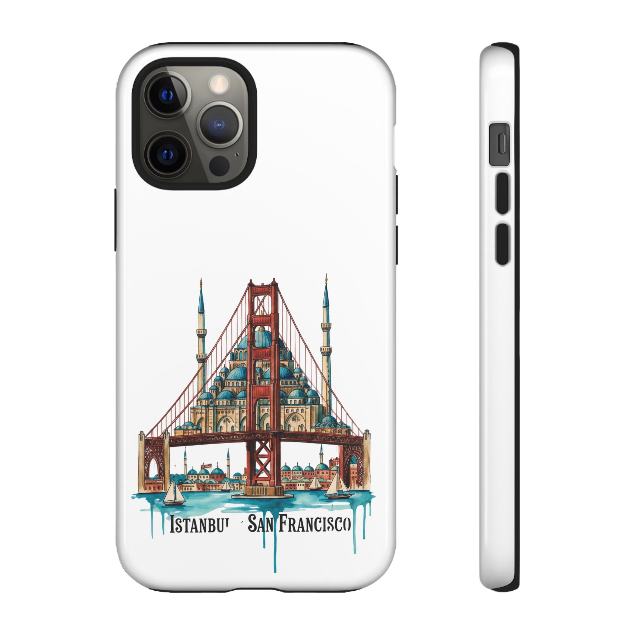 City Bridge Phone Case — Istanbul × San Francisco Illustrated Travel Design