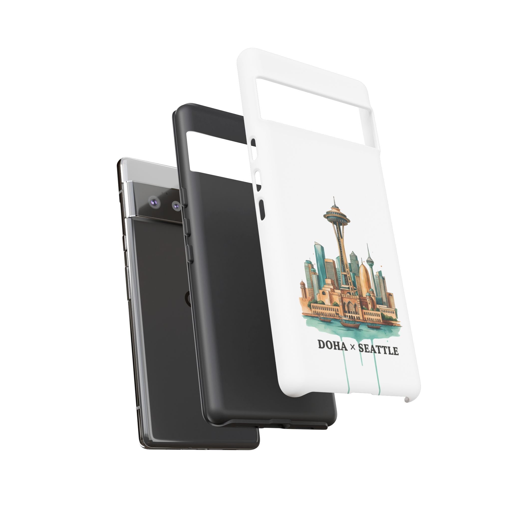 Doha x Seattle Skyline Tough Phone Case — Cityscape Protective Phone Cover