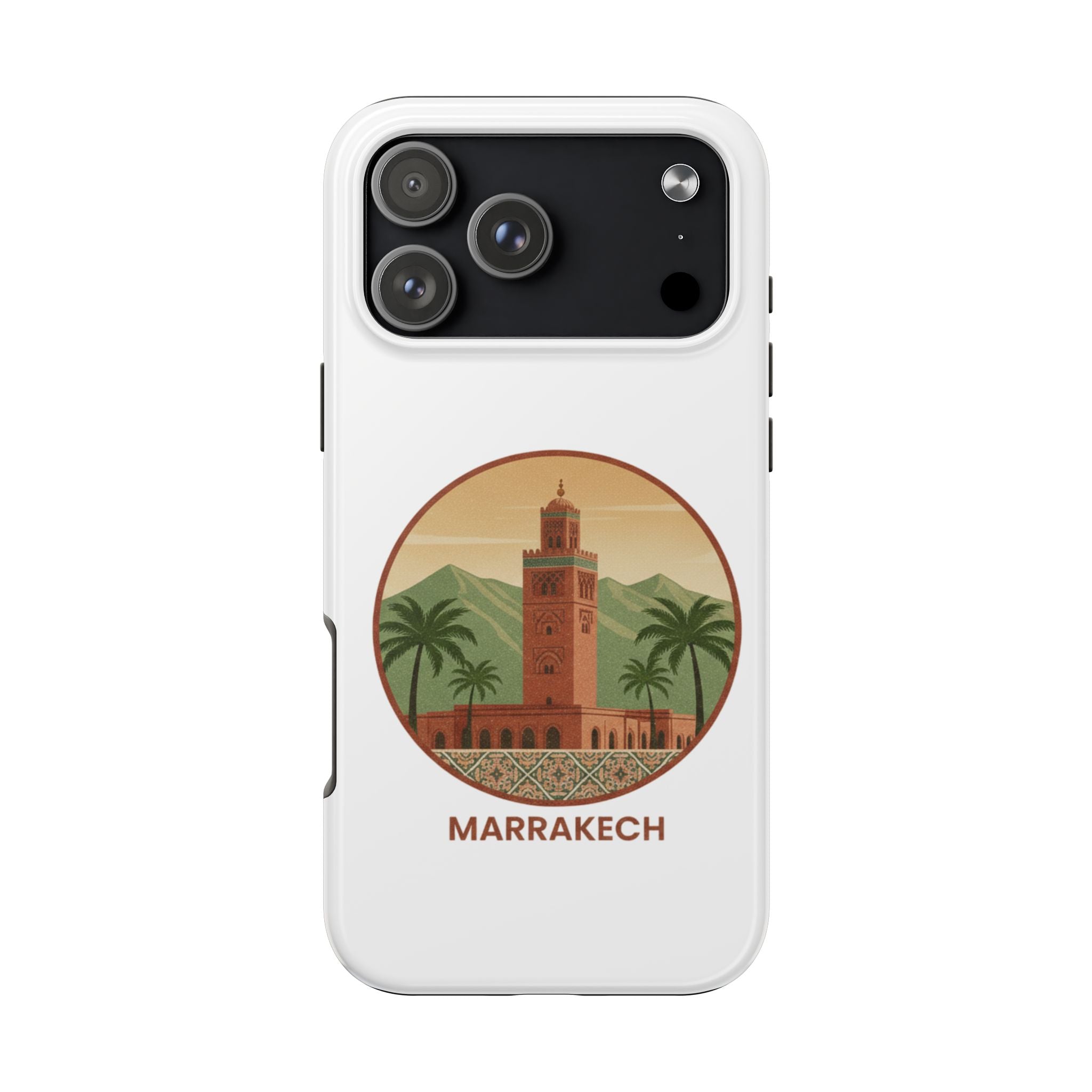 Marrakech Travel Phone Case — Vintage Moroccan Koutoubia Tower Design