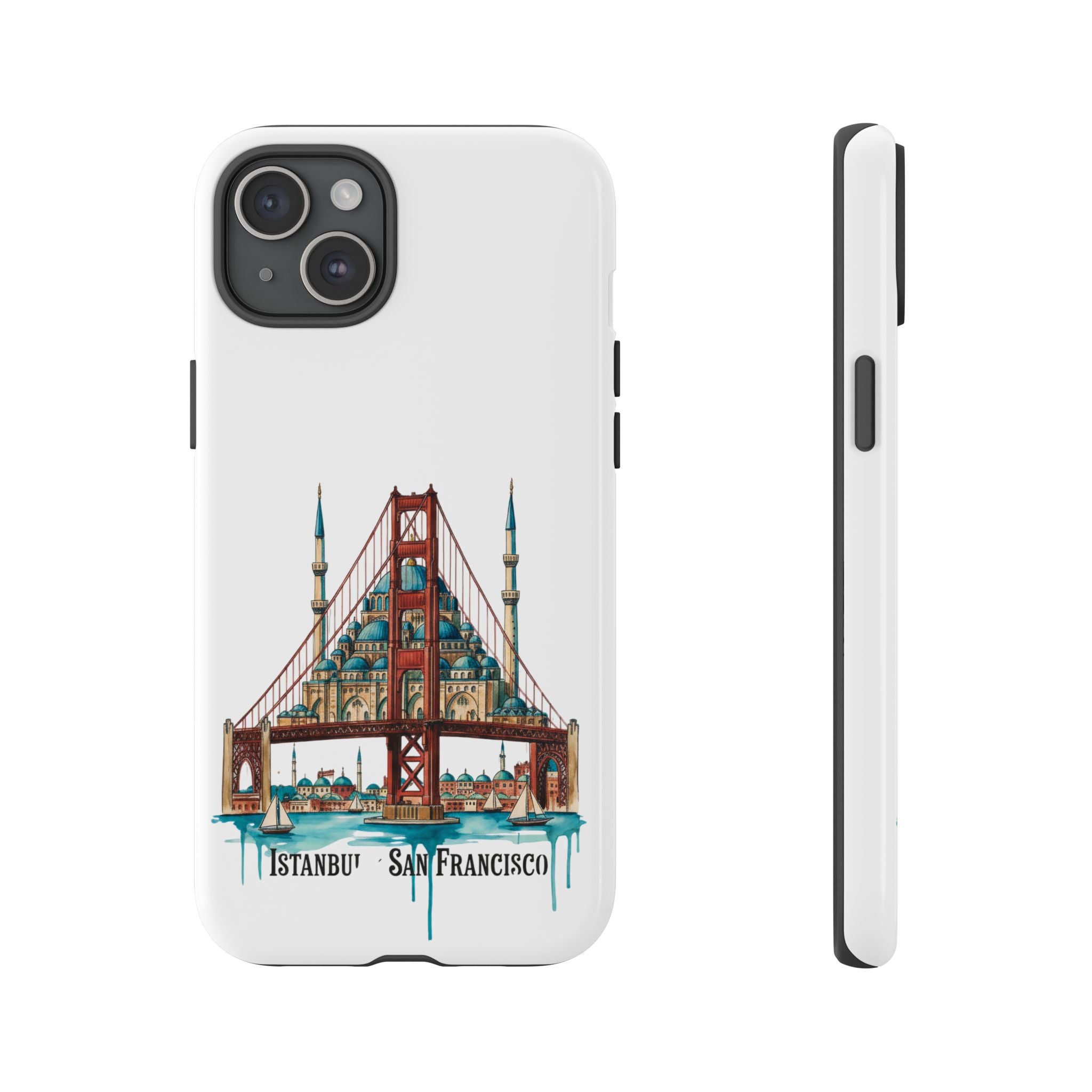 City Bridge Phone Case — Istanbul × San Francisco Illustrated Travel Design