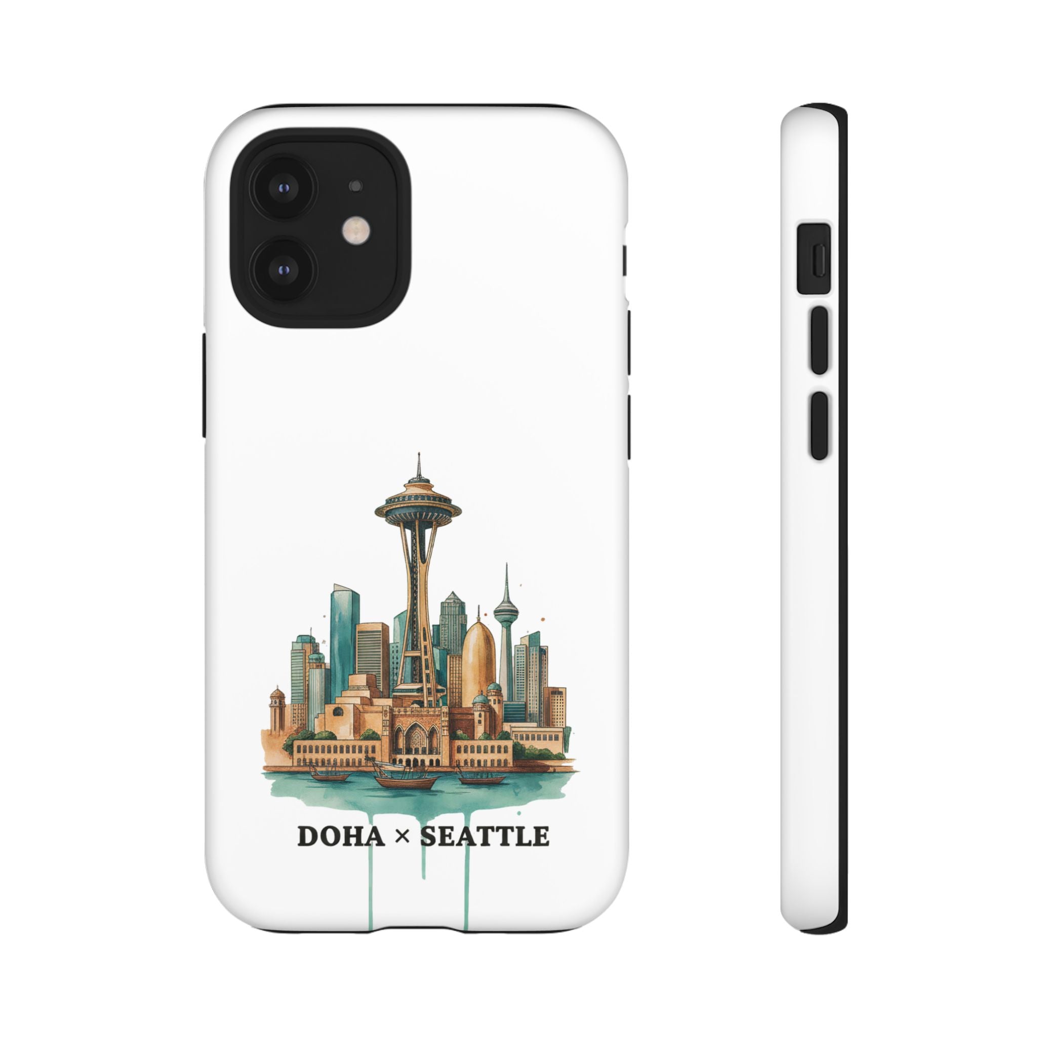 Doha x Seattle Skyline Tough Phone Case — Cityscape Protective Phone Cover
