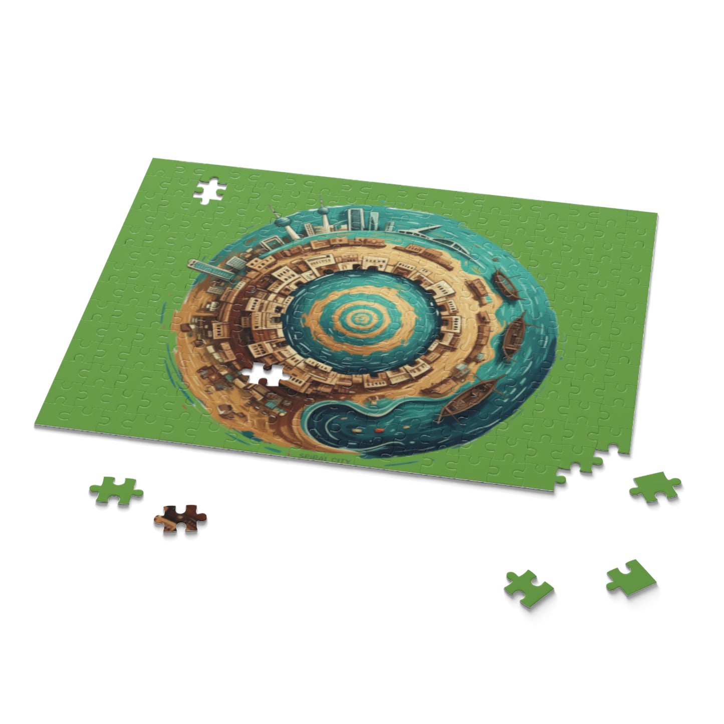 Coastal Tiny Planet Puzzle — 120/252/500-Piece Beach City Jigsaw