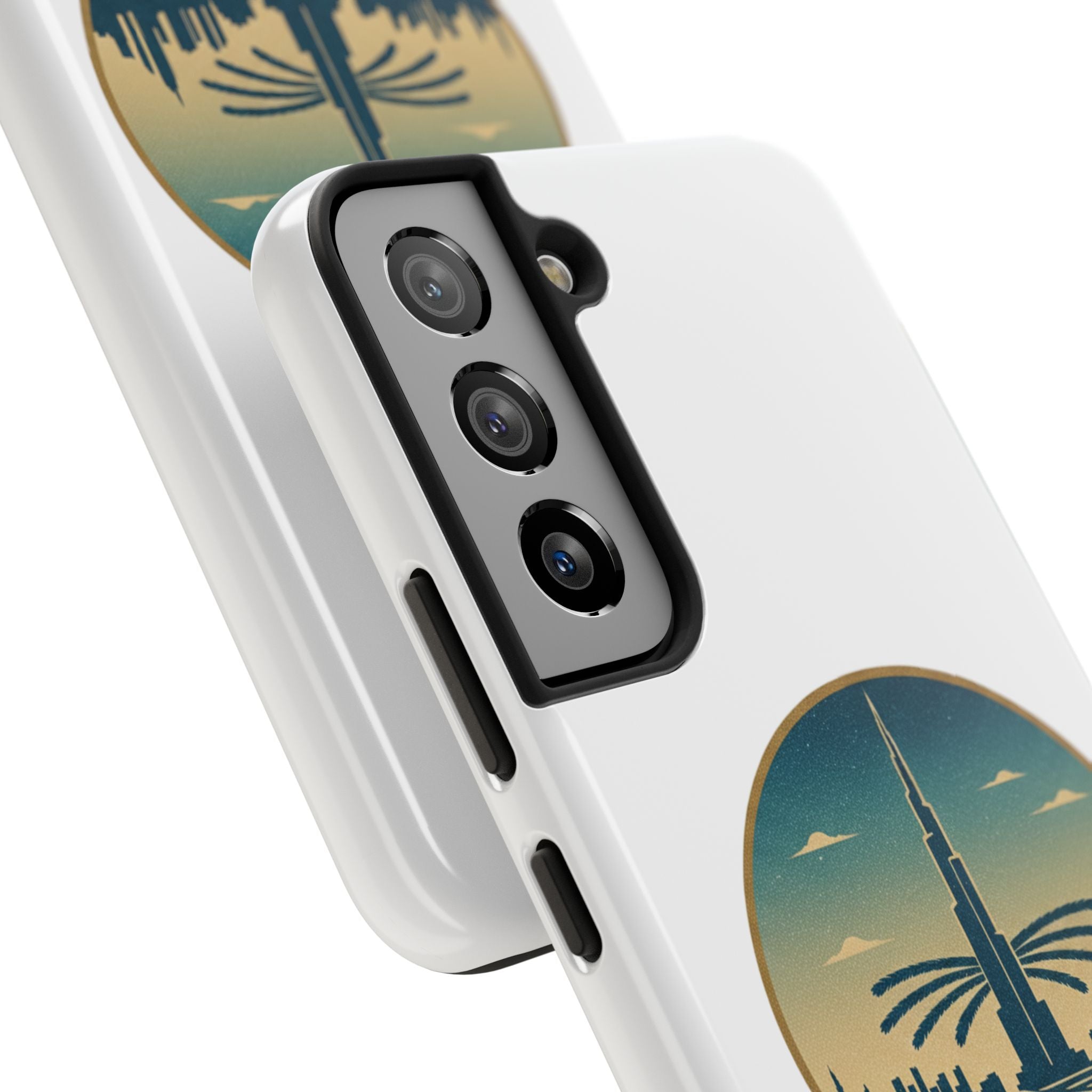 Dubai Skyline Tough Phone Case — Retro Desert Palm Travel Phone Cover