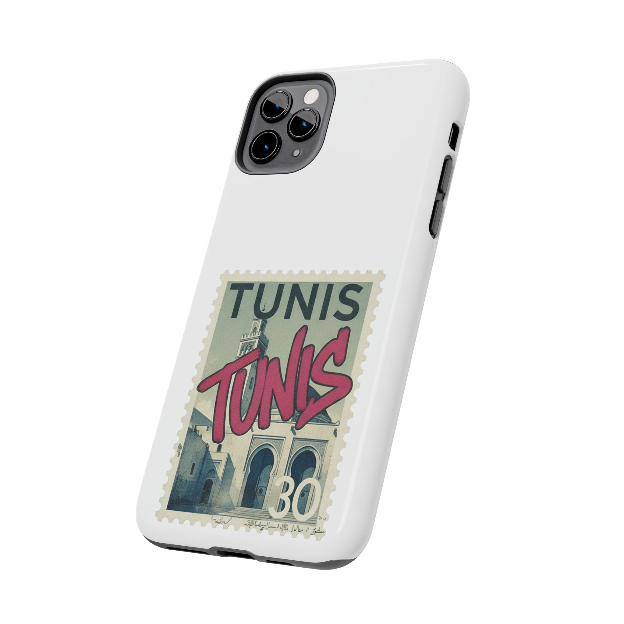 Tunis Vintage Stamp Tough Phone Case — Retro Tunisia Travel Phone Cover
