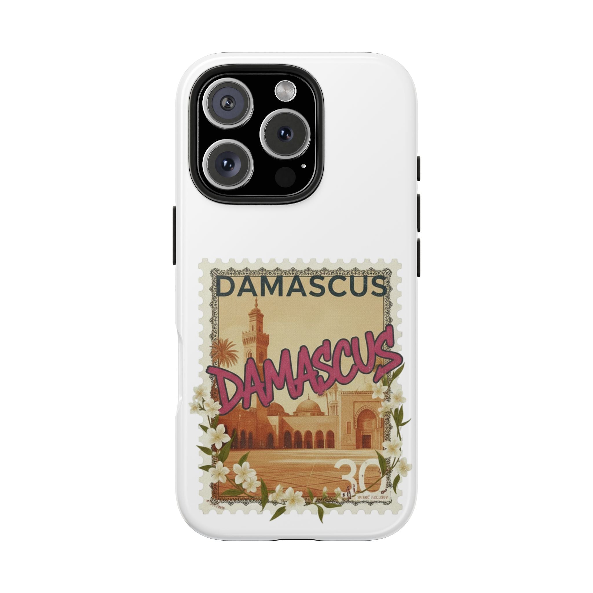 Damascus Vintage Stamp Tough Phone Case — Retro Travel Phone Cover