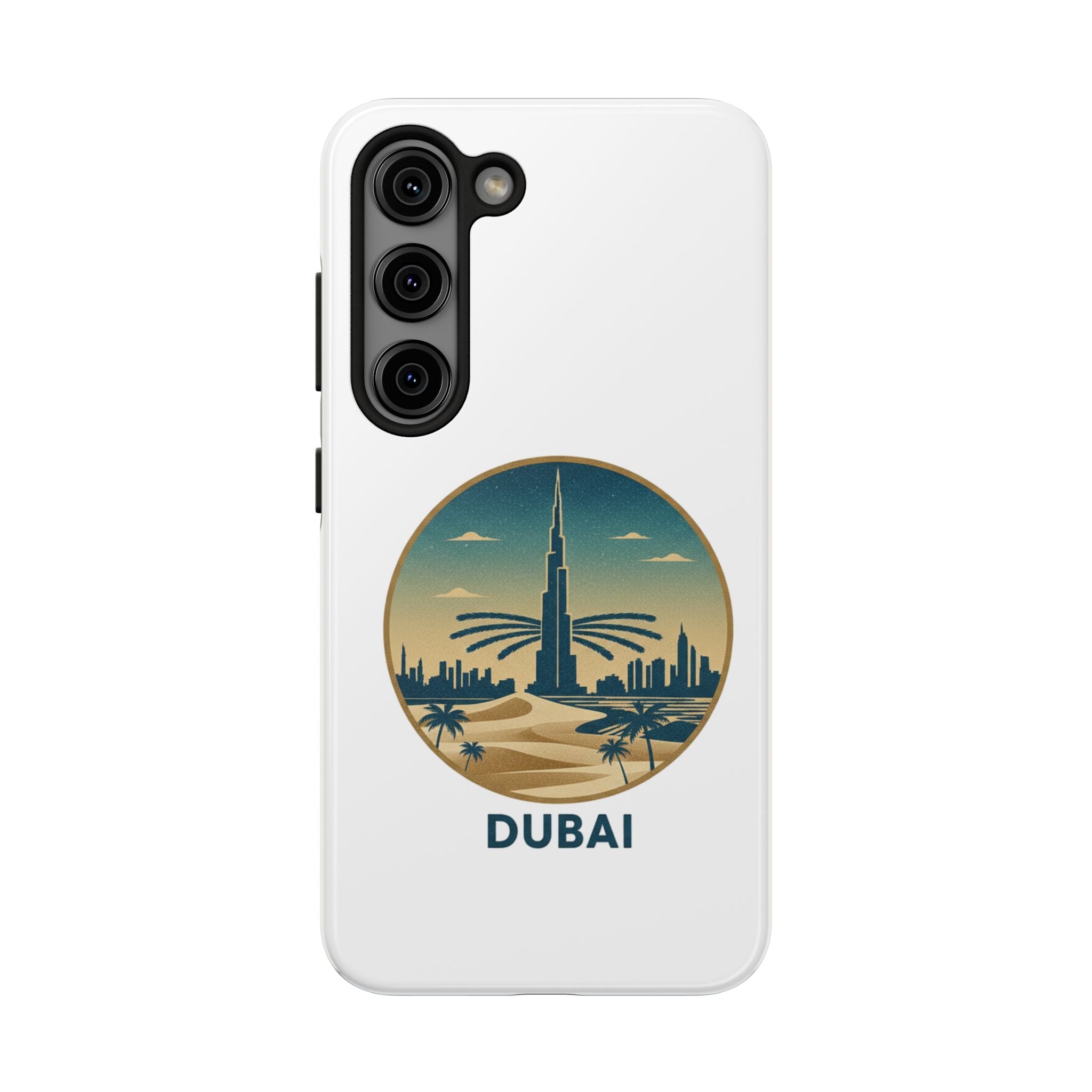 Dubai Skyline Tough Phone Case — Retro Desert Palm Travel Phone Cover
