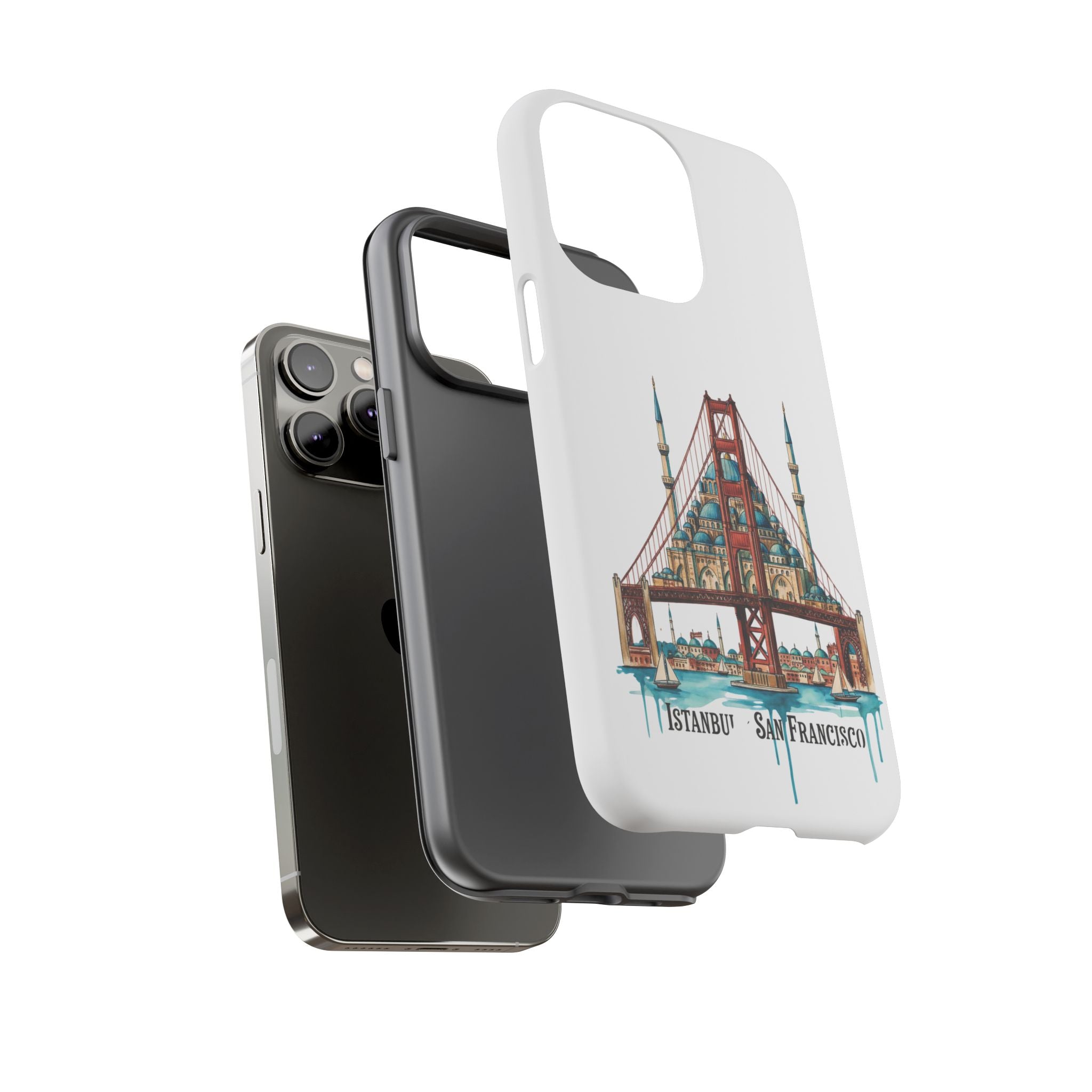 City Bridge Phone Case — Istanbul × San Francisco Illustrated Travel Design