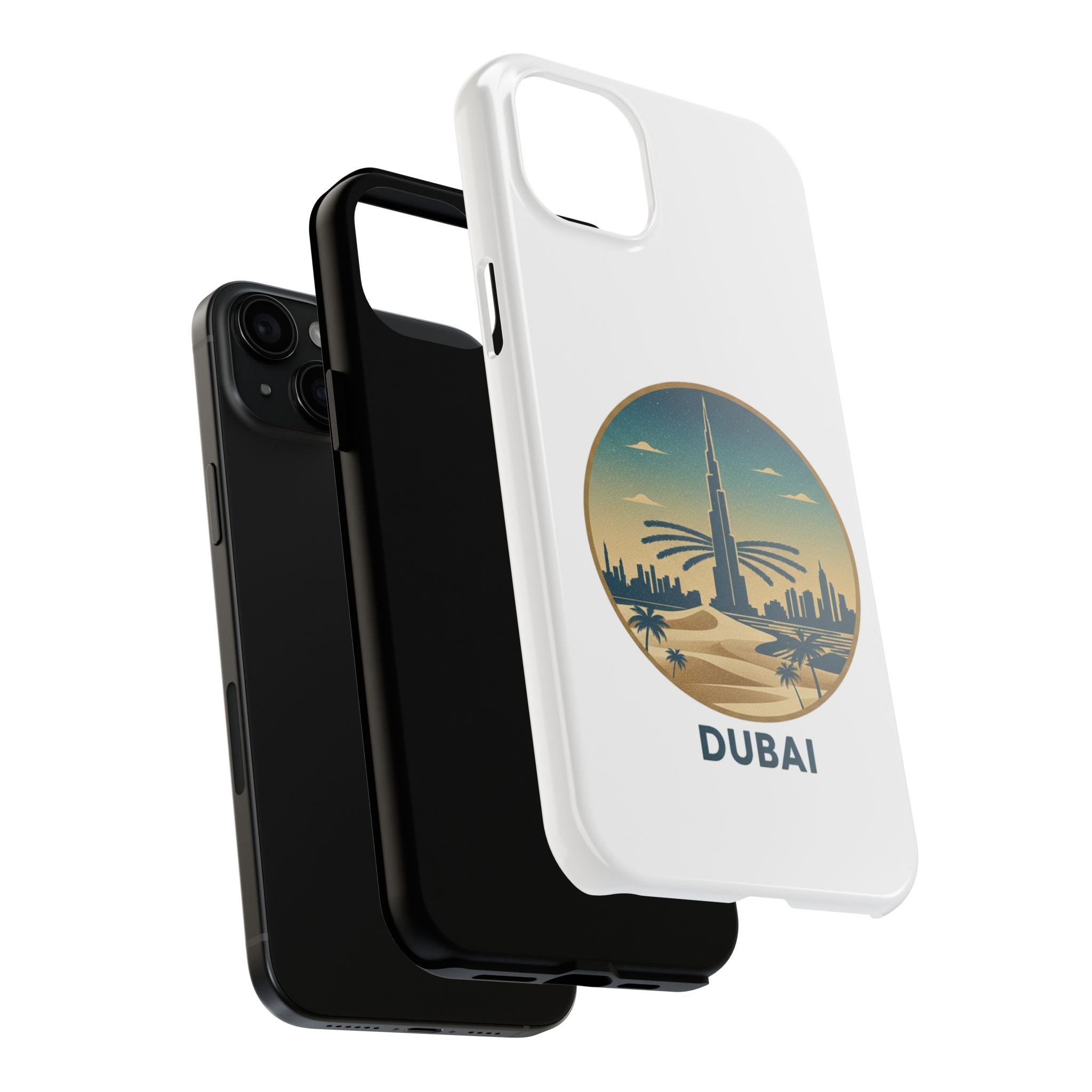 Dubai Skyline Tough Phone Case — Retro Desert Palm Travel Phone Cover