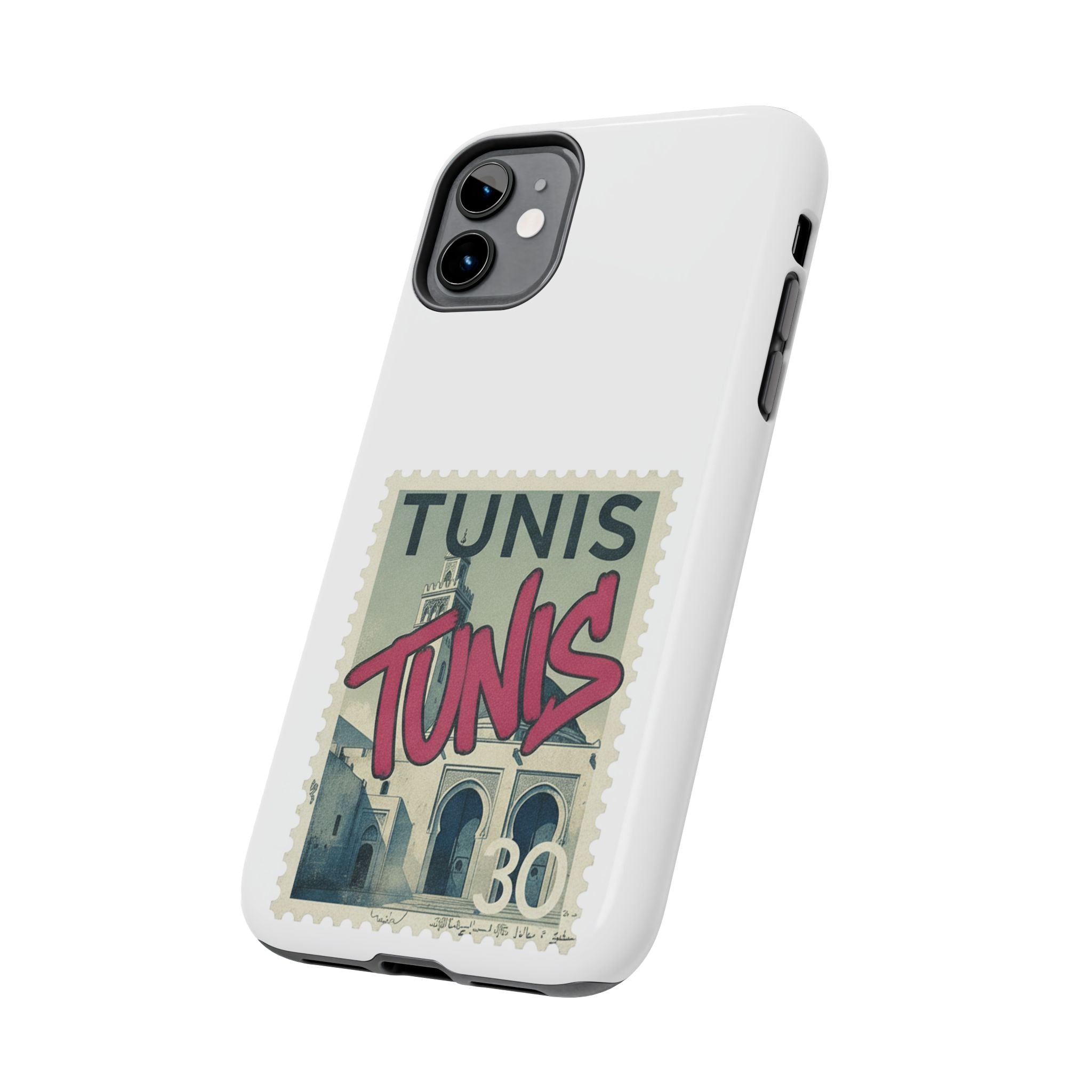 Tunis Vintage Stamp Tough Phone Case — Retro Tunisia Travel Phone Cover