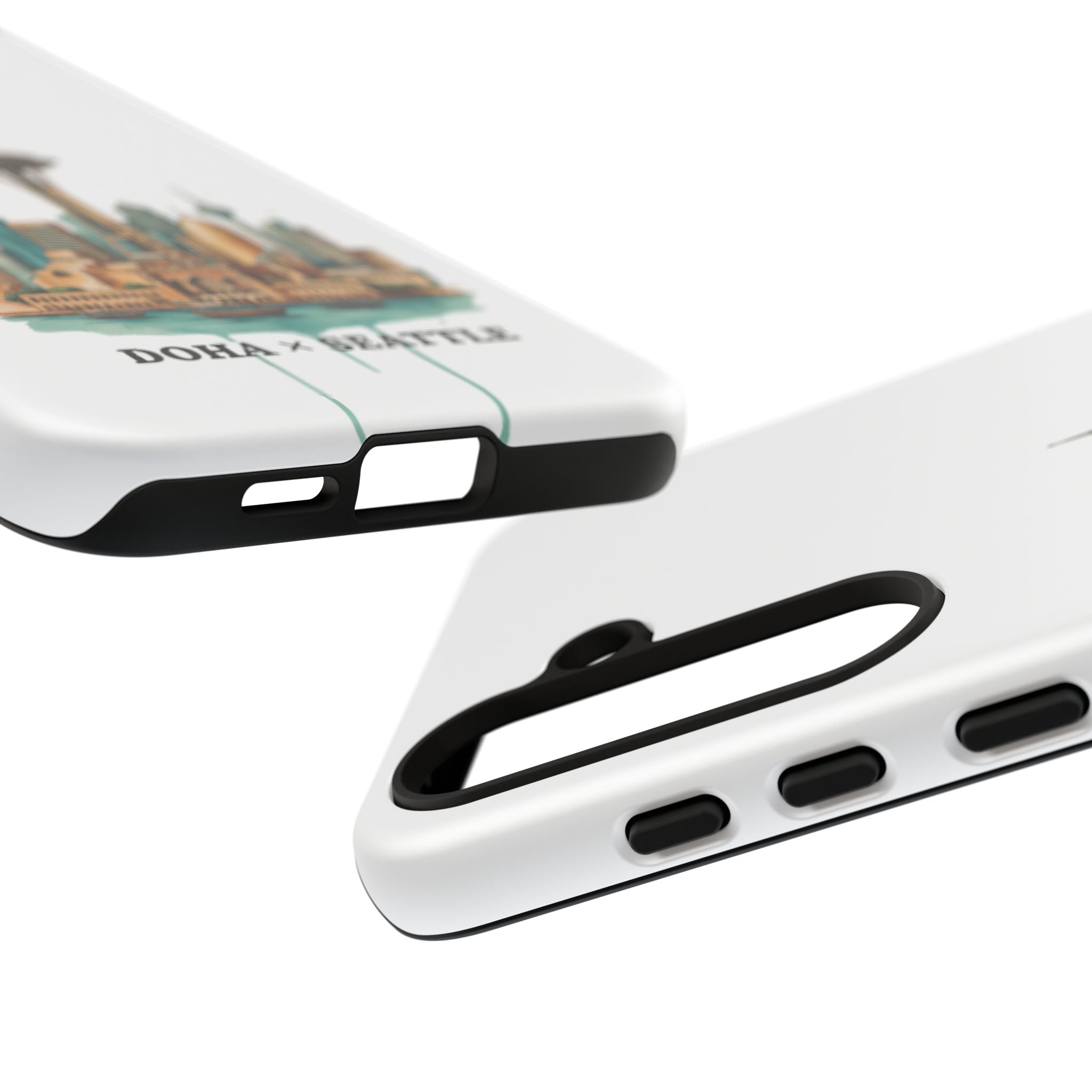 Doha x Seattle Skyline Tough Phone Case — Cityscape Protective Phone Cover