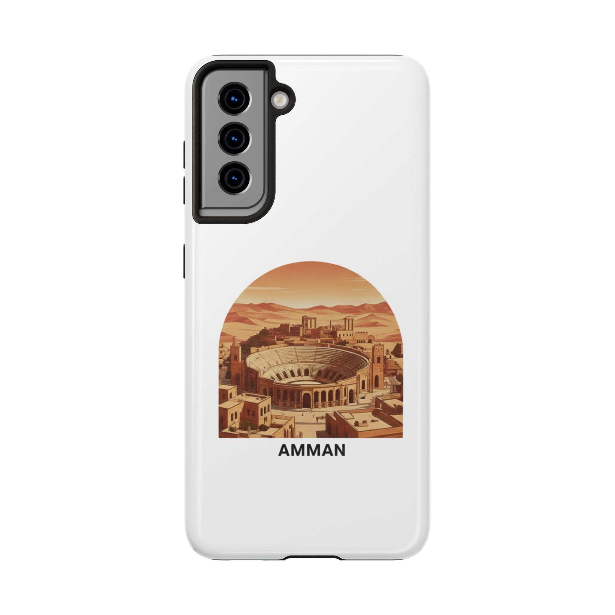 Amman Coliseum Tough Phone Case — Vintage Desert Cityscape Protective Cover