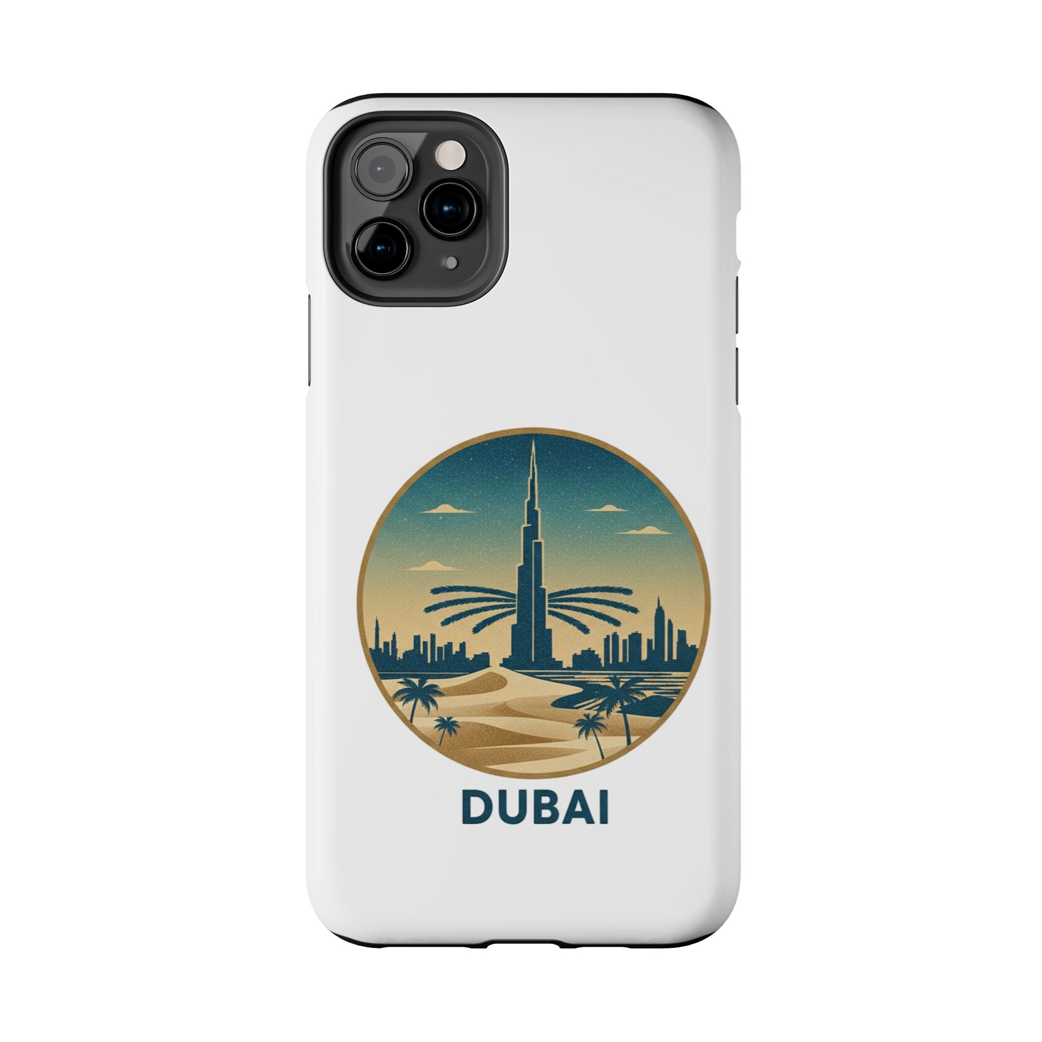 Dubai Skyline Tough Phone Case — Retro Desert Palm Travel Phone Cover