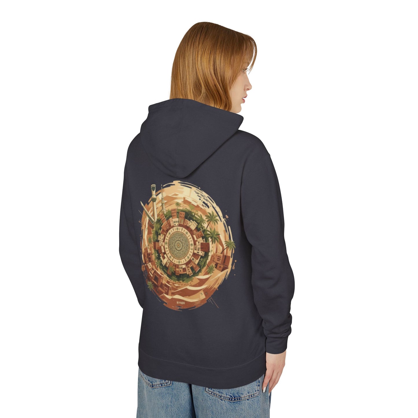 SPIRAL OASIS MIDDLE EAST DEPICTION Unisex Lightweight Hooded Sweatshirt