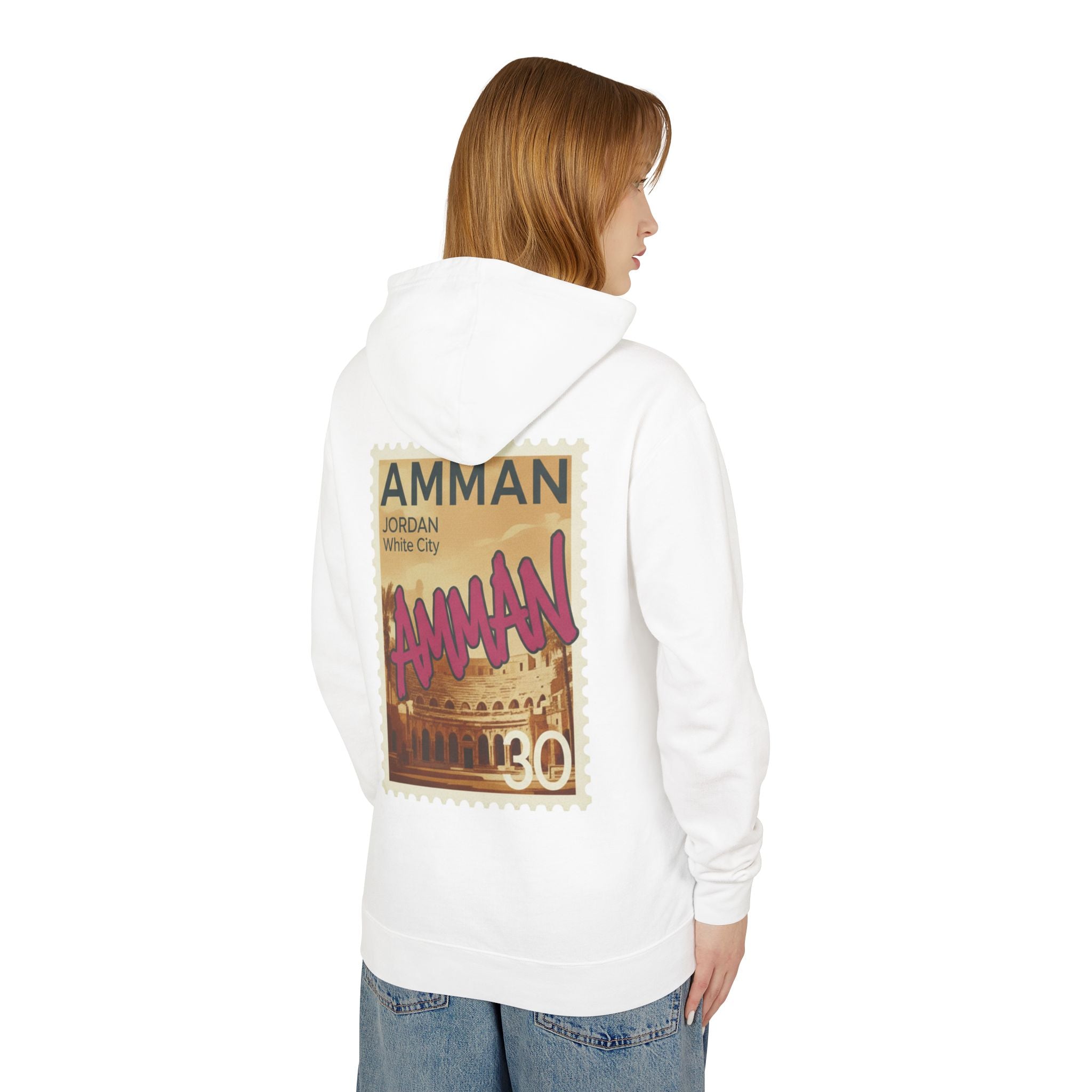 Amman Stamp Hoodie — Vintage Jordan Travel Graphic Sweatshirt