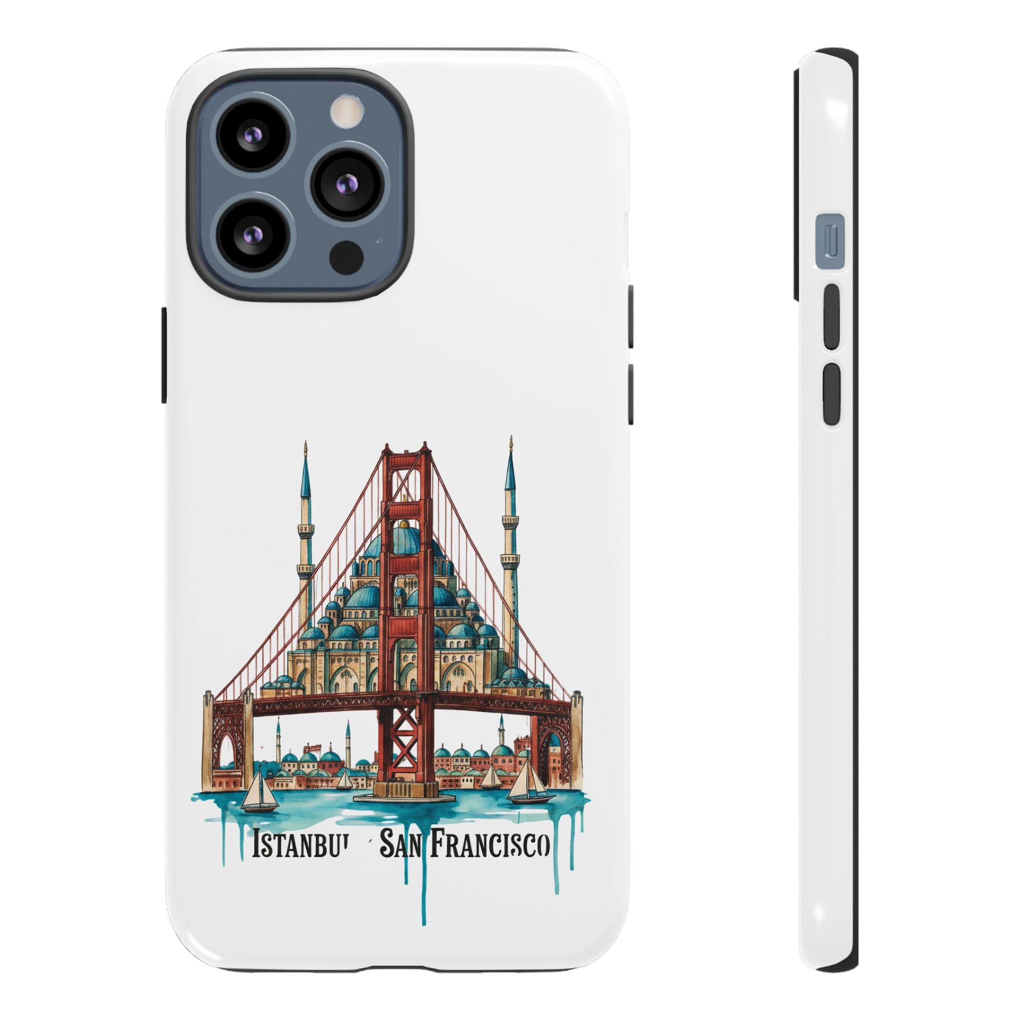 City Bridge Phone Case — Istanbul × San Francisco Illustrated Travel Design