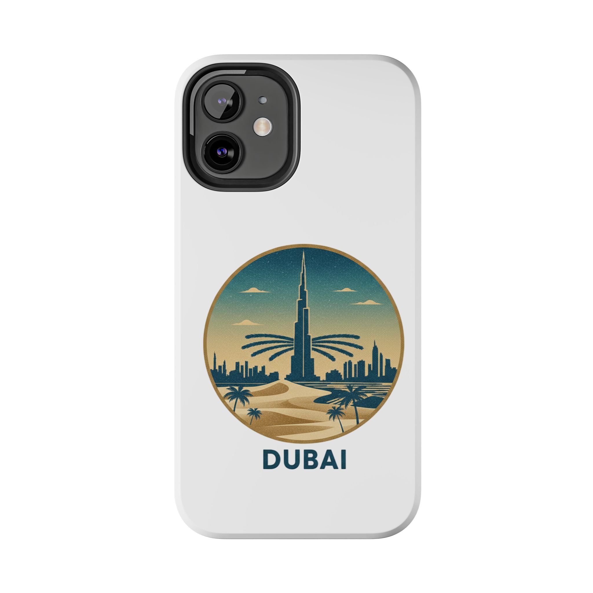 Dubai Skyline Tough Phone Case — Retro Desert Palm Travel Phone Cover