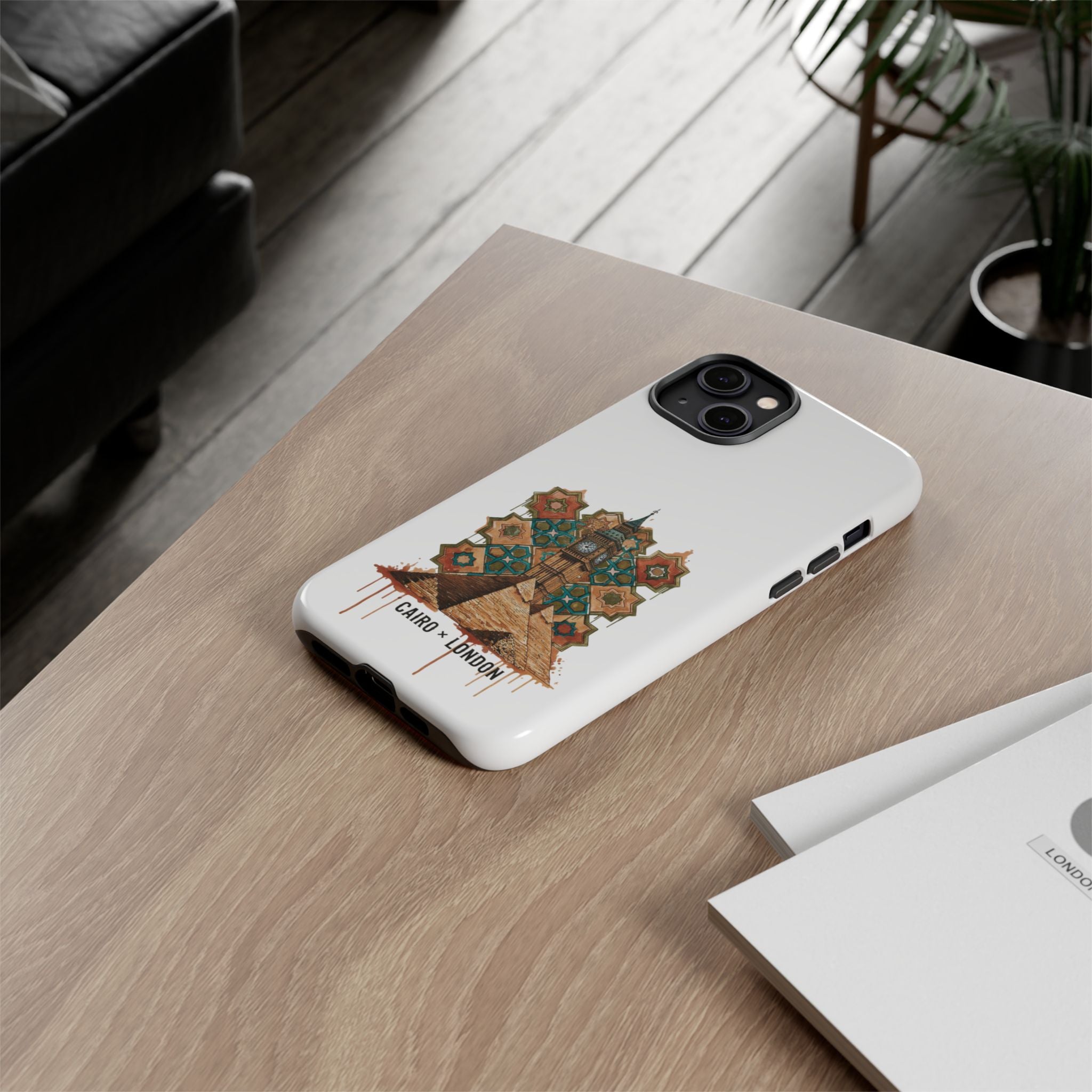 Cairo × London Phone Case — Vintage Mosaic Pyramids & Big Ben Travel Design