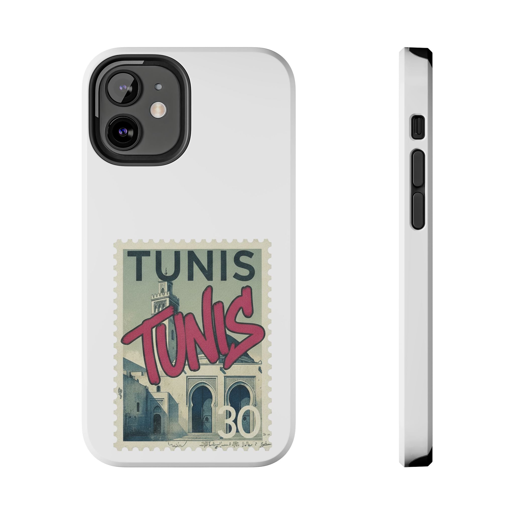 Tunis Vintage Stamp Tough Phone Case — Retro Tunisia Travel Phone Cover