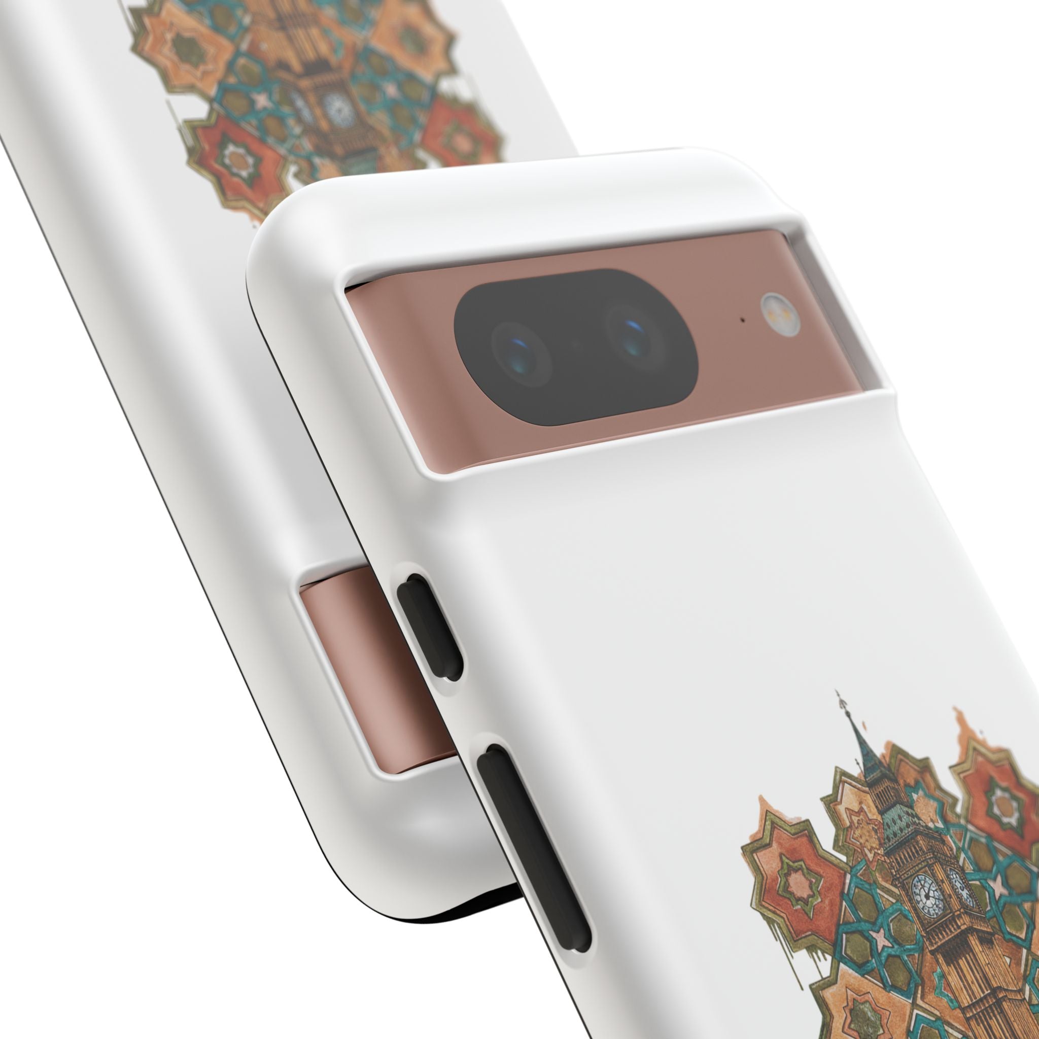 Cairo × London Phone Case — Vintage Mosaic Pyramids & Big Ben Travel Design