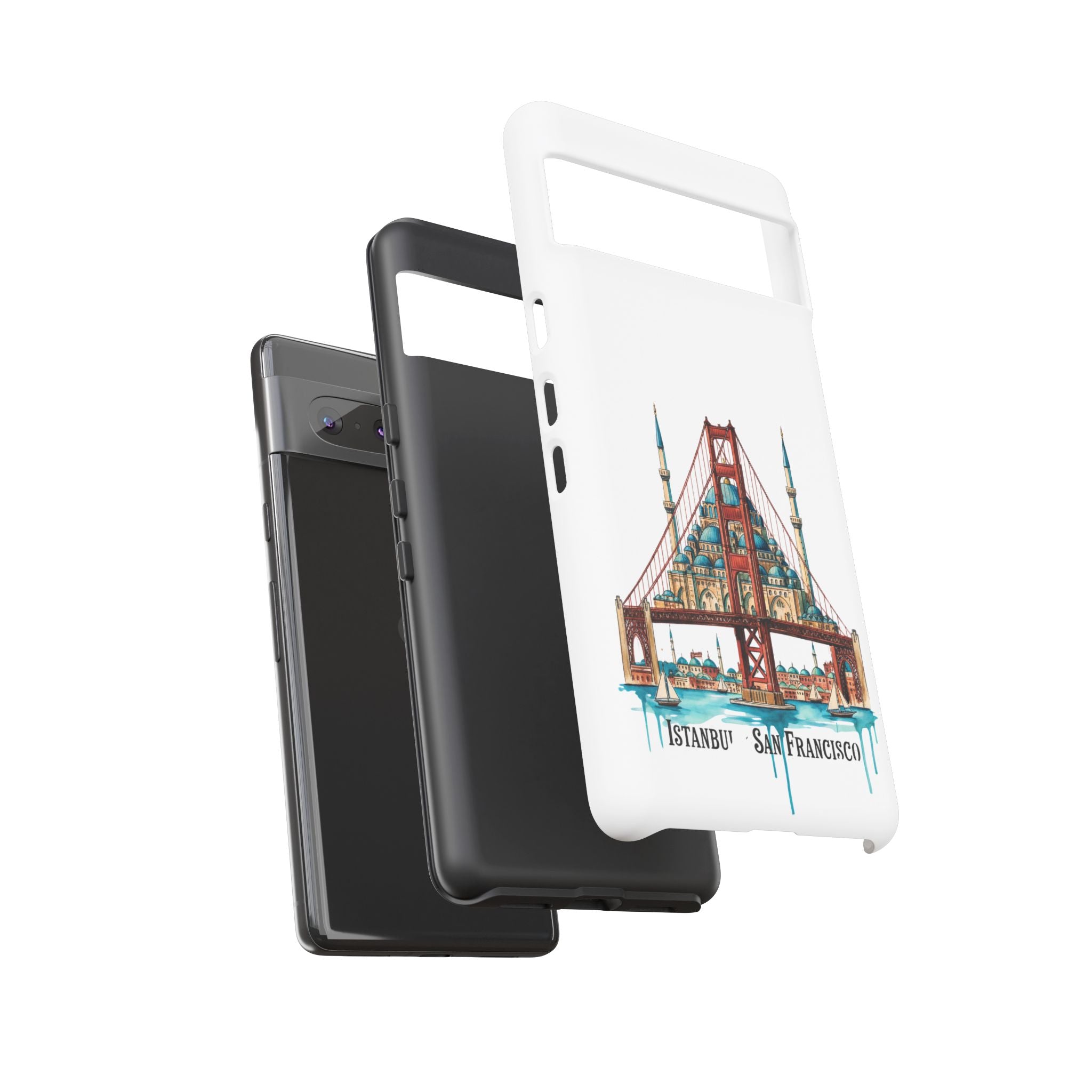 City Bridge Phone Case — Istanbul × San Francisco Illustrated Travel Design
