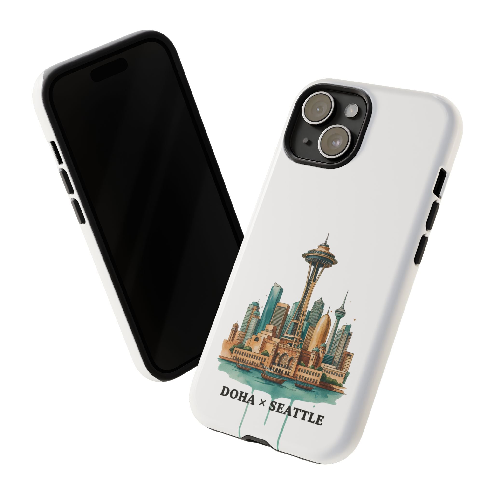 Doha x Seattle Skyline Tough Phone Case — Cityscape Protective Phone Cover