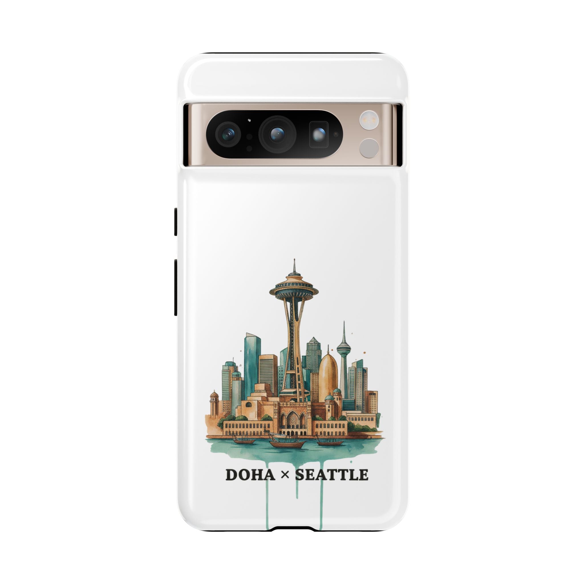Doha x Seattle Skyline Tough Phone Case — Cityscape Protective Phone Cover