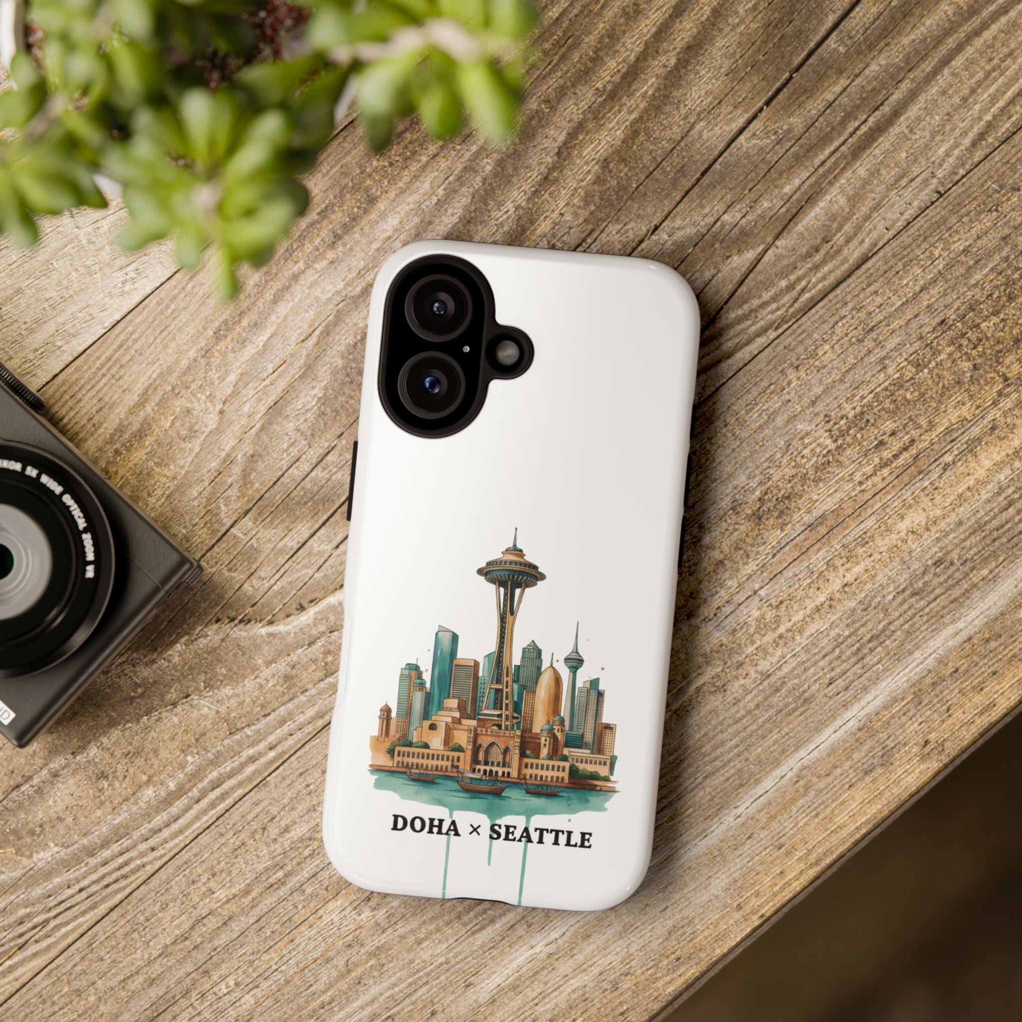Doha x Seattle Skyline Tough Phone Case — Cityscape Protective Phone Cover