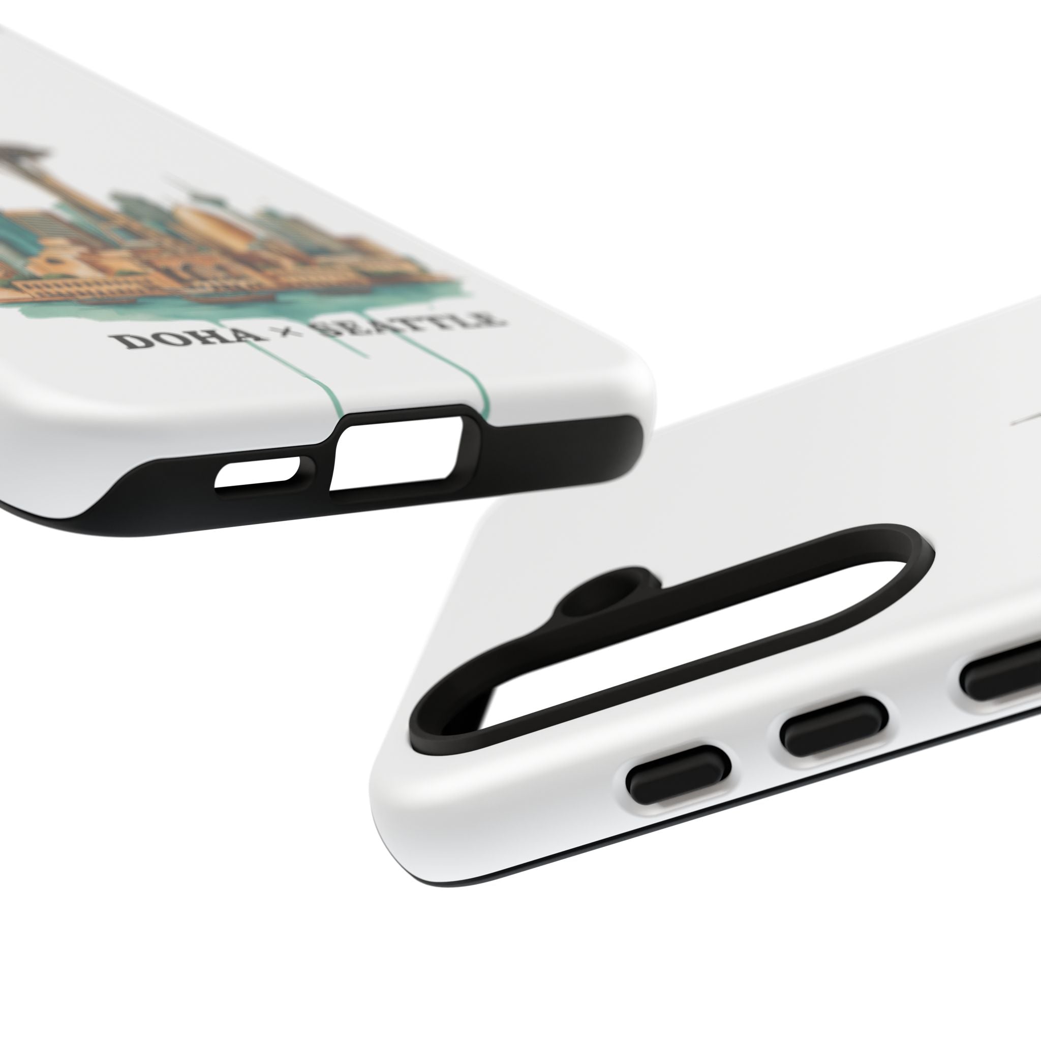 Doha x Seattle Skyline Tough Phone Case — Cityscape Protective Phone Cover