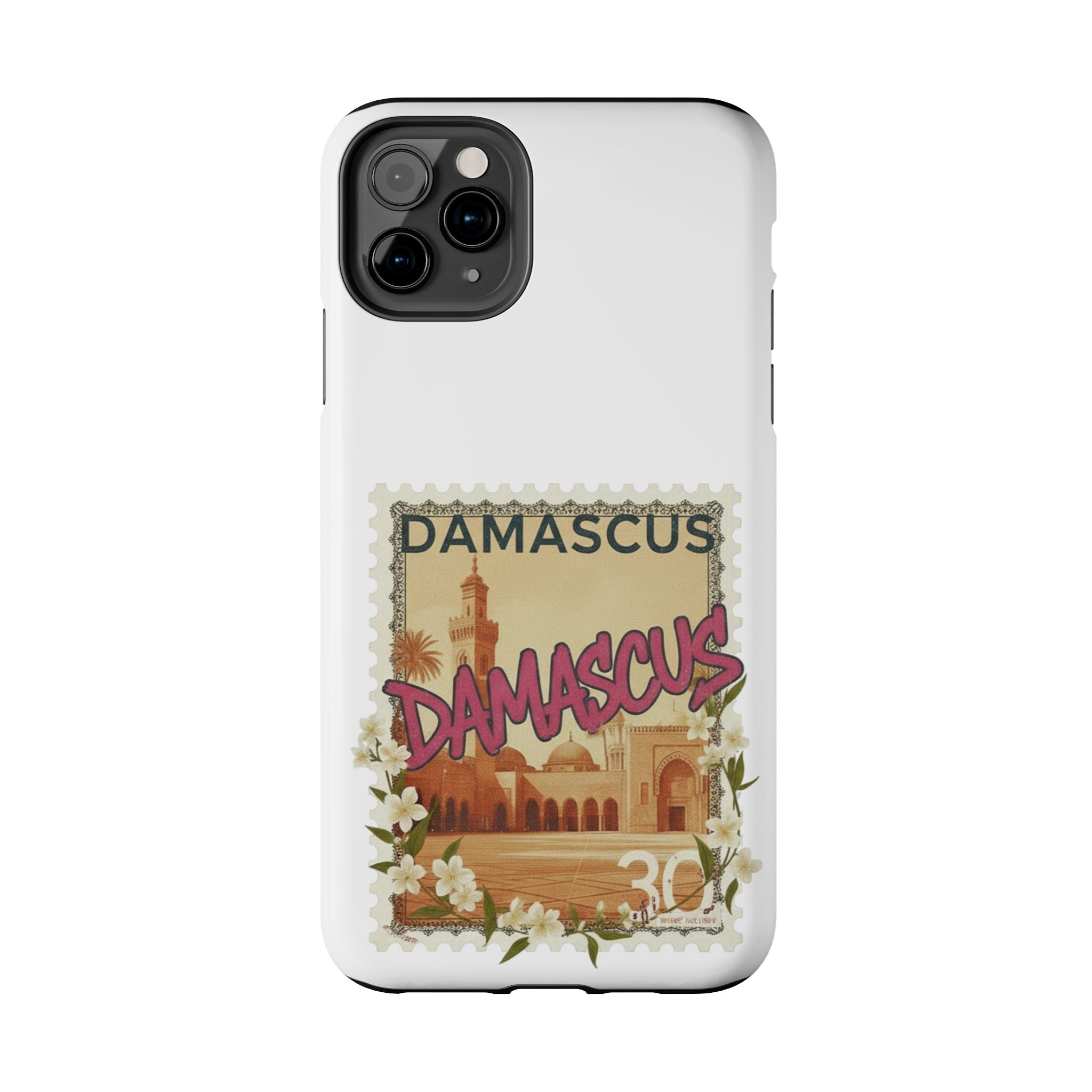 Damascus Vintage Stamp Tough Phone Case — Retro Travel Phone Cover